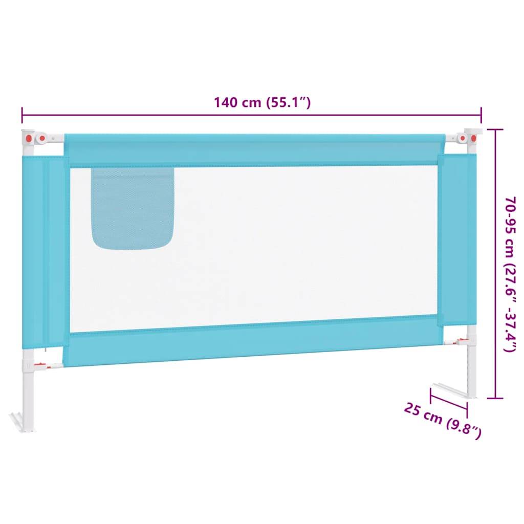 vidaXL Kleinkind-Bettschutzgitter Blau 140x25 cm Stoff