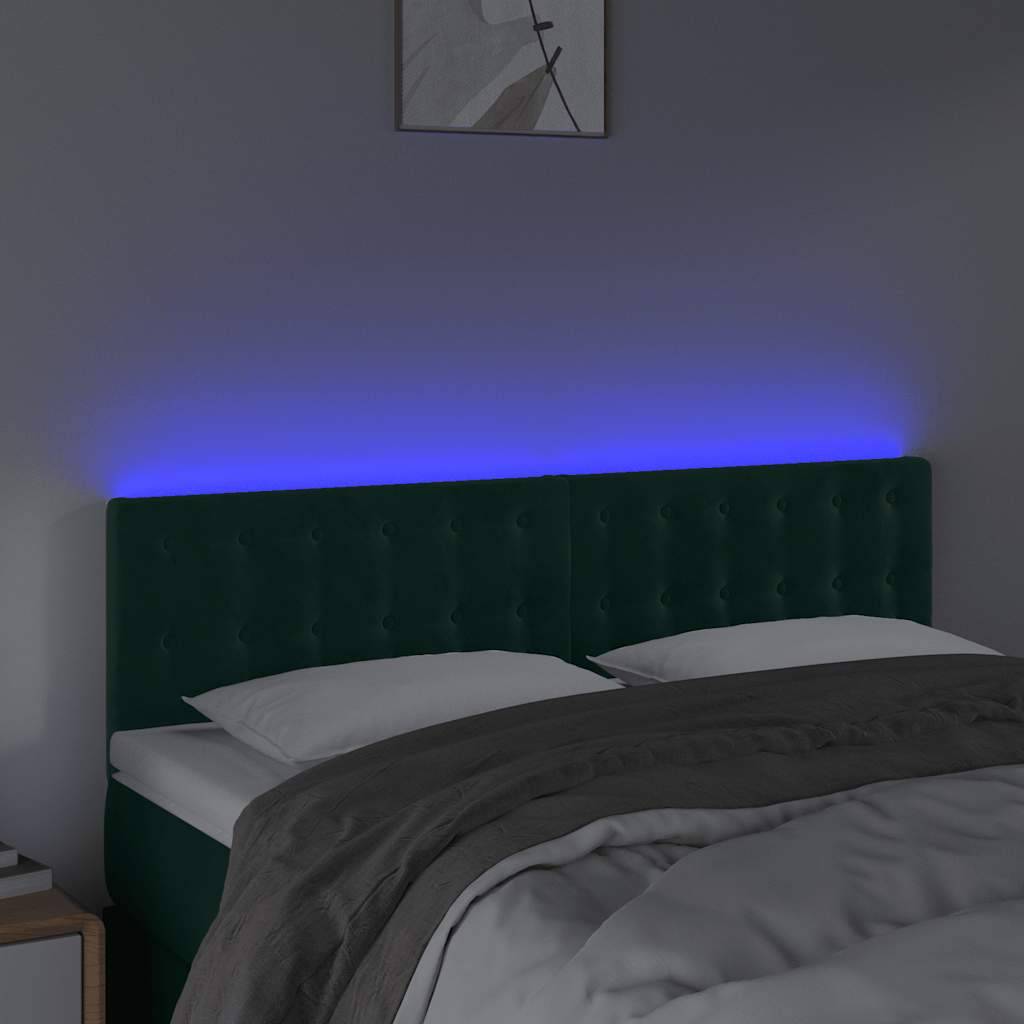 vidaXL LED Kopfteil Dunkelgrün 144x5x78/88 cm Samt