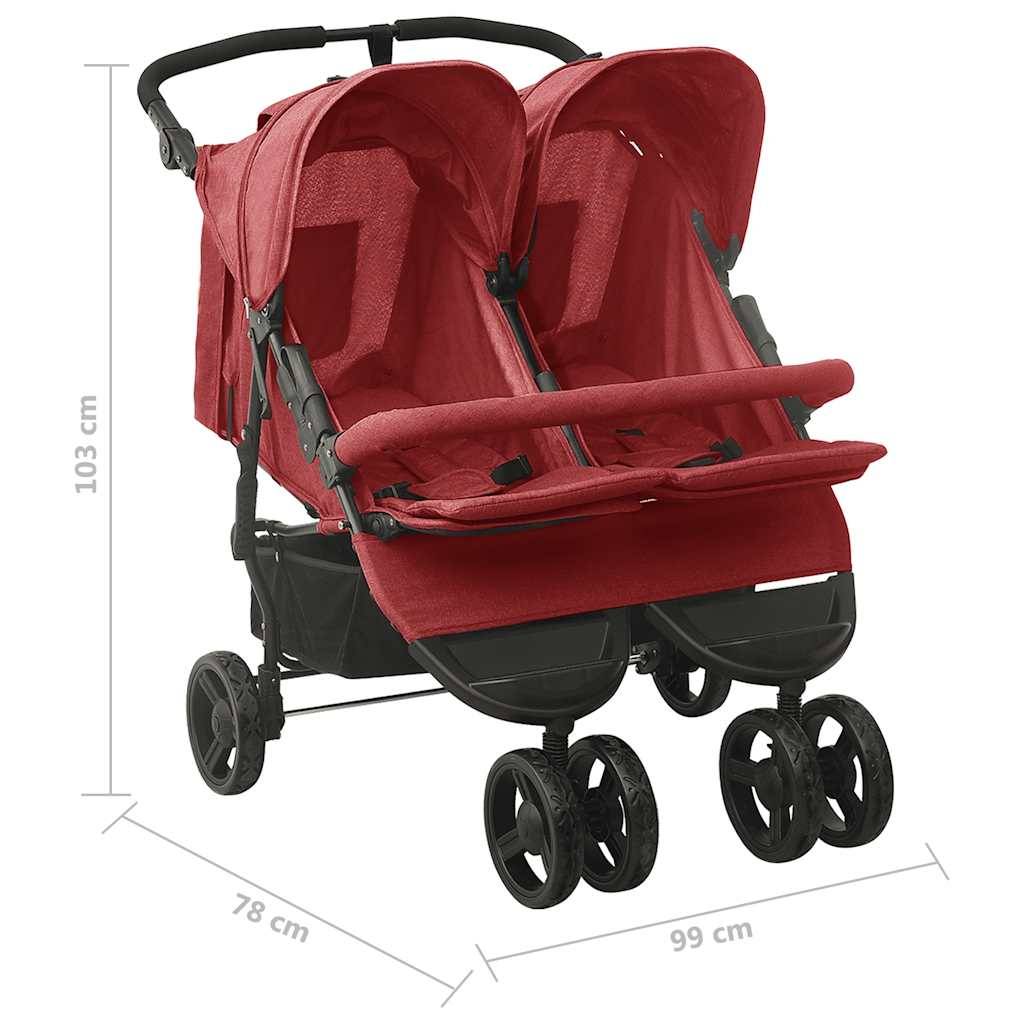 vidaXL Geschwisterwagen Rot Stahl
