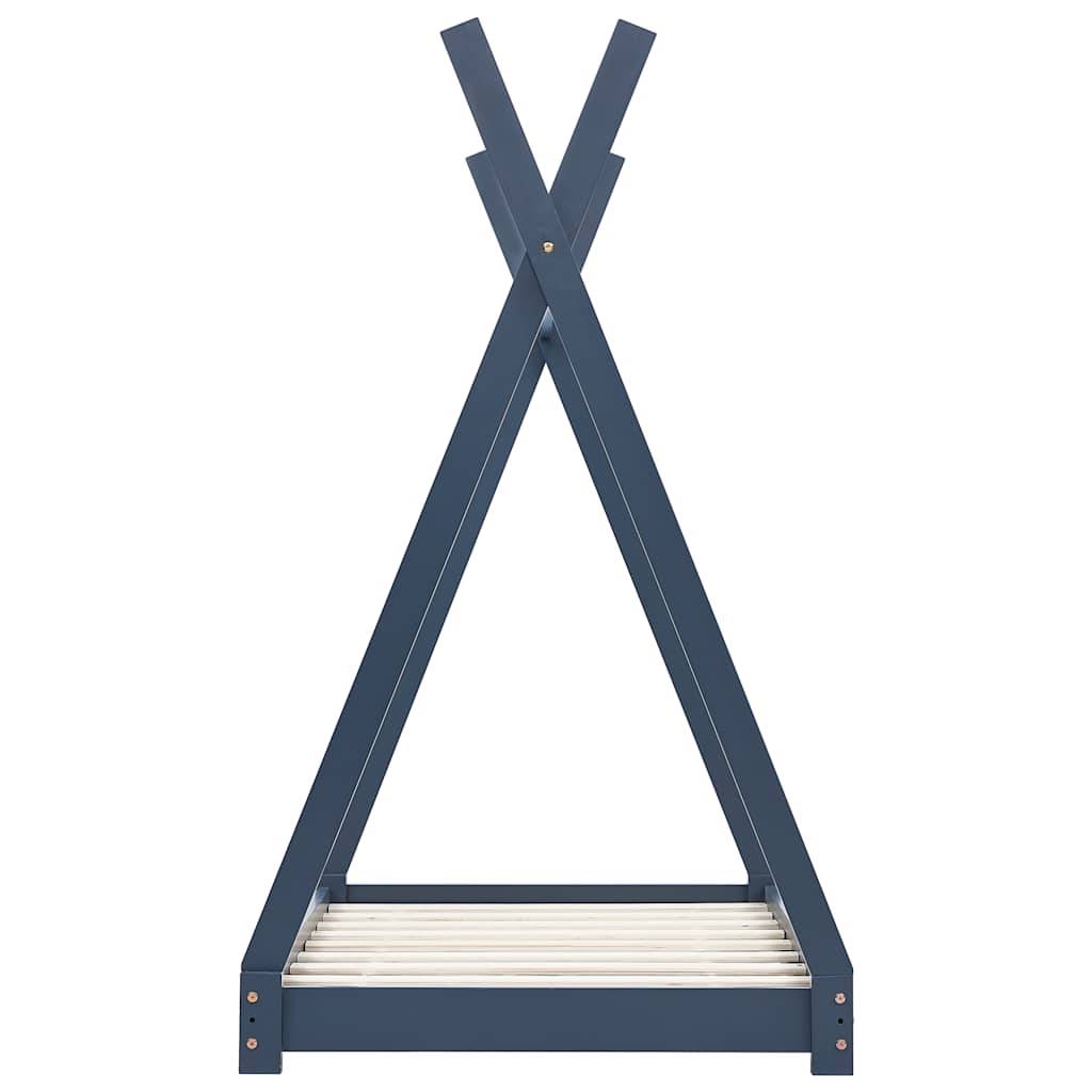 vidaXL Kinder-Bettgestell Grau Massivholz Kiefer 70 x 140 cm