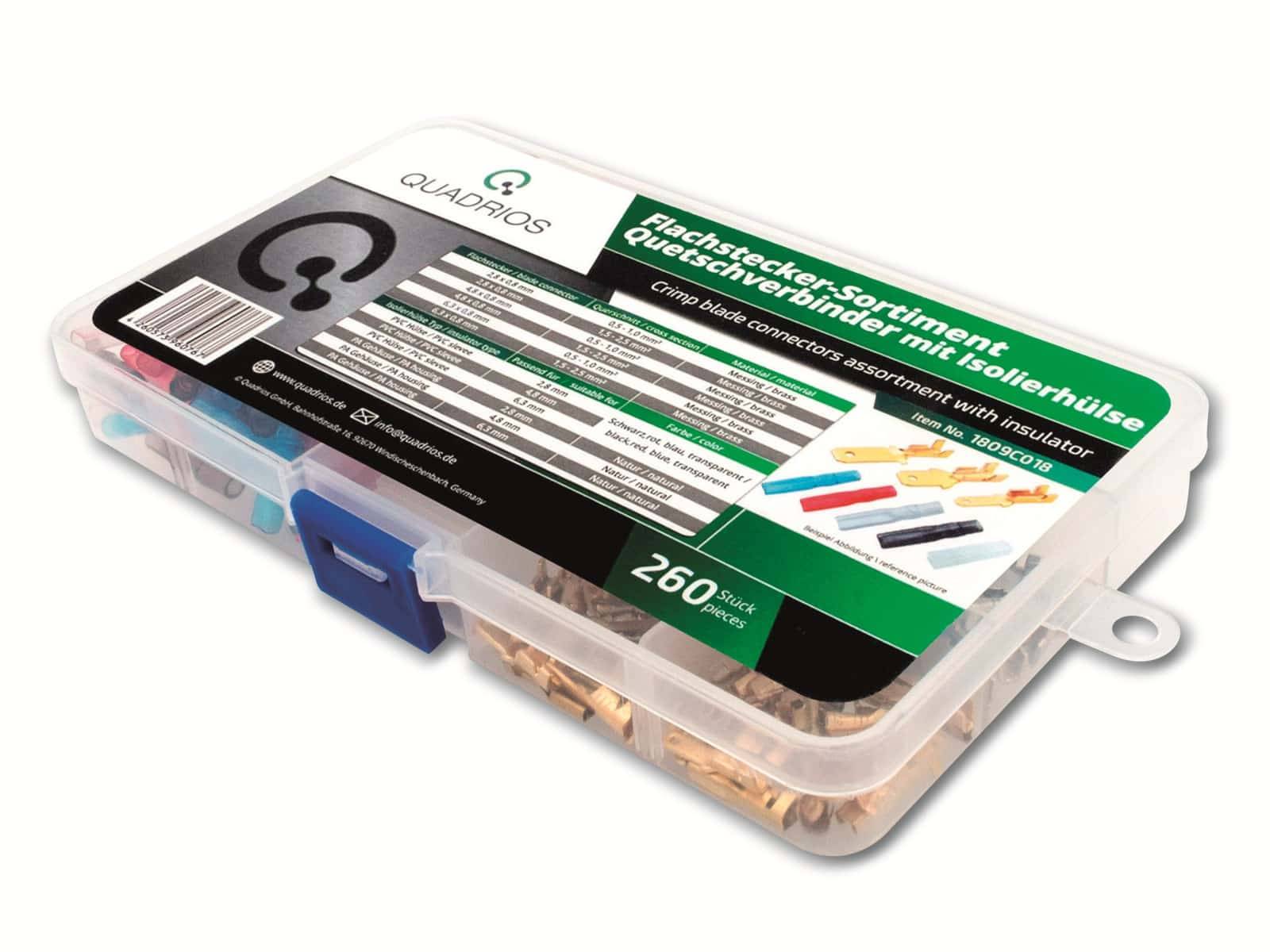 QUADRIOS Flachstecker-Sortiment 1809C018, Quetschverbinder mit Isolierhülse, 260 Stück