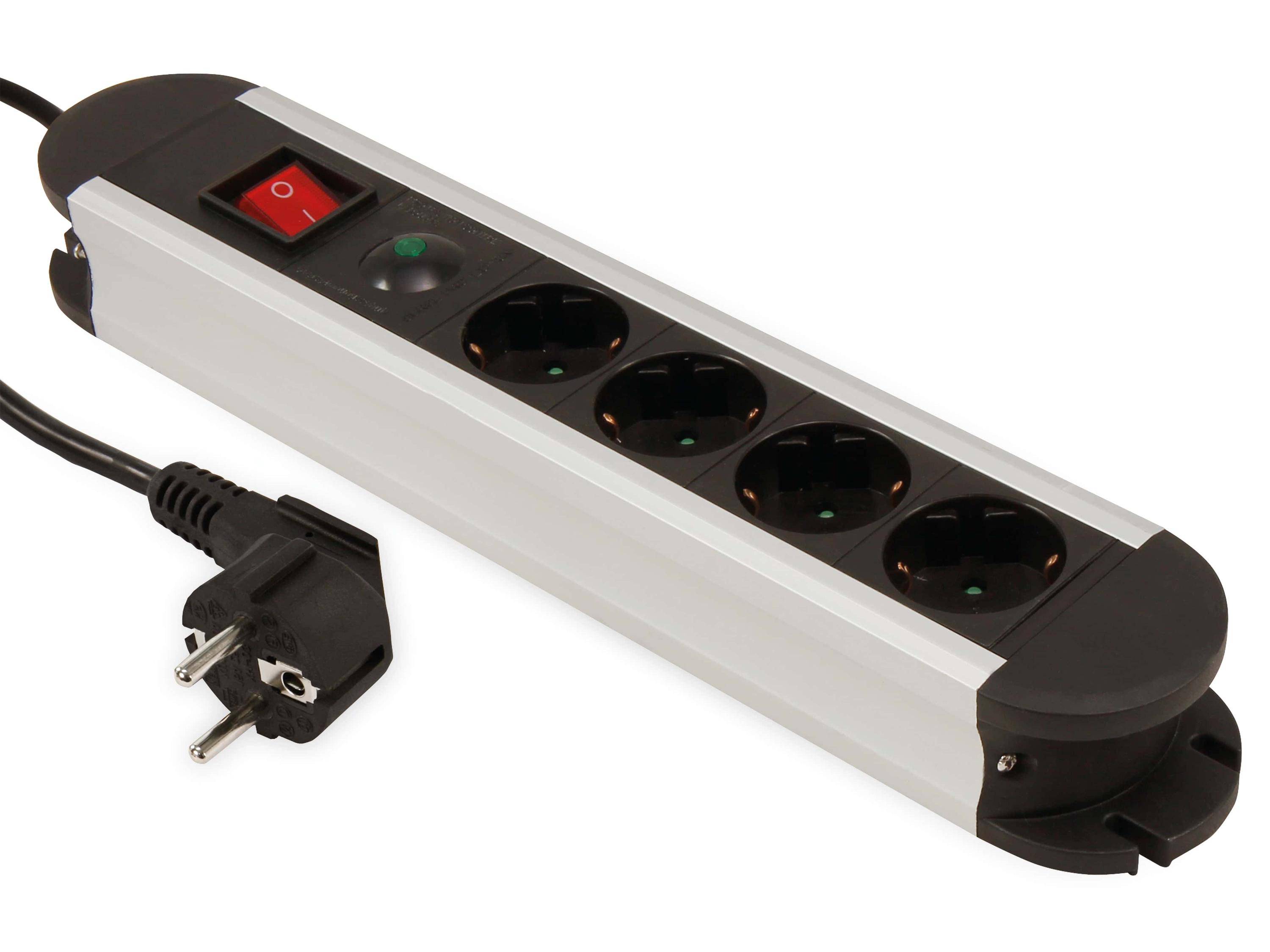 MCPOWER Steckdosenleiste SL-04, 4-fach, Schalter, 1,4 m Zuleitung, ÜS
