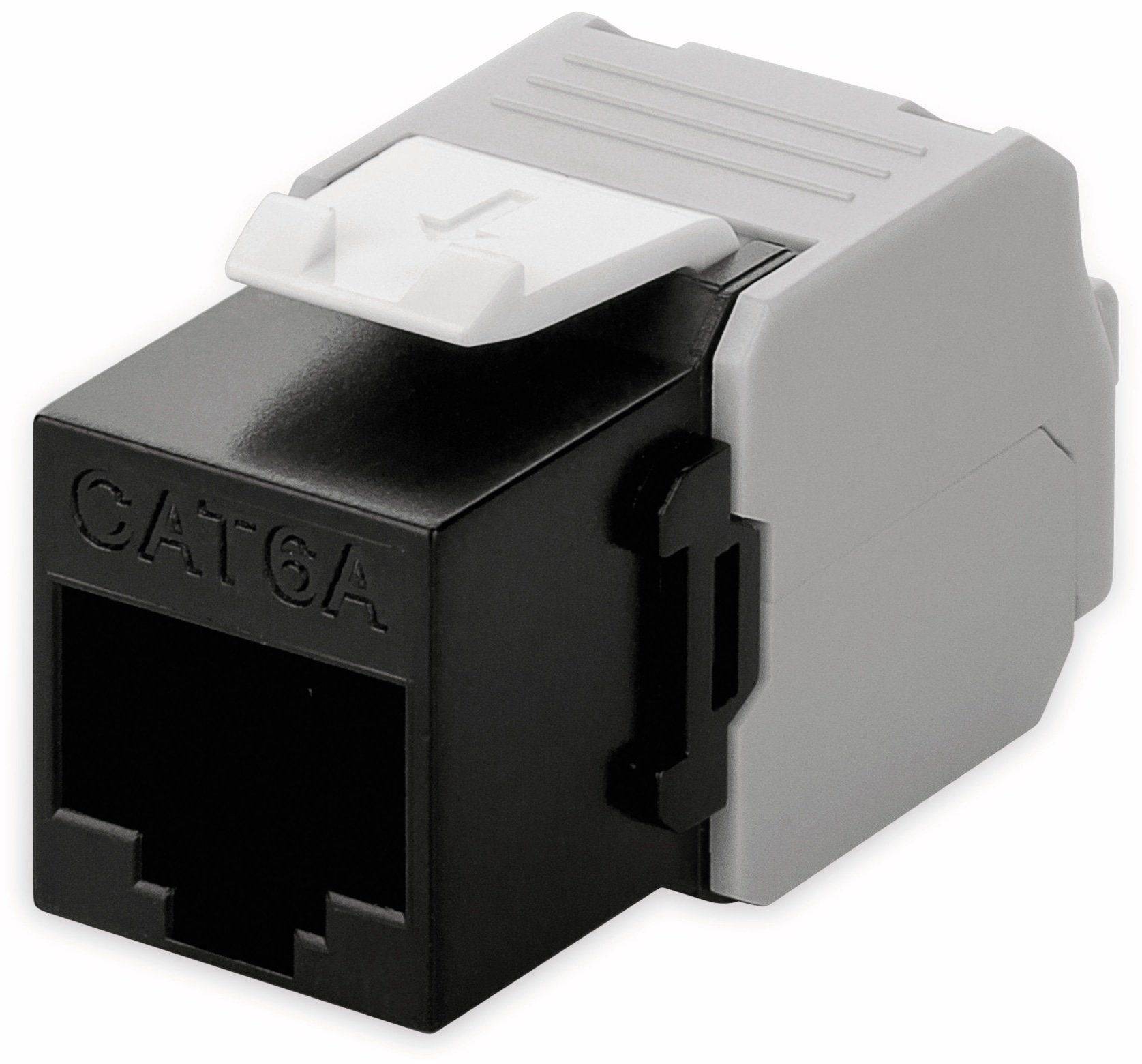 Goobay 90692 Keystone Modul RJ45 Buchse / CAT 6A Netzwerkstecker 500 MHz / UTP LAN Ethernet Buchse 8P8C / LSA / Schwarz