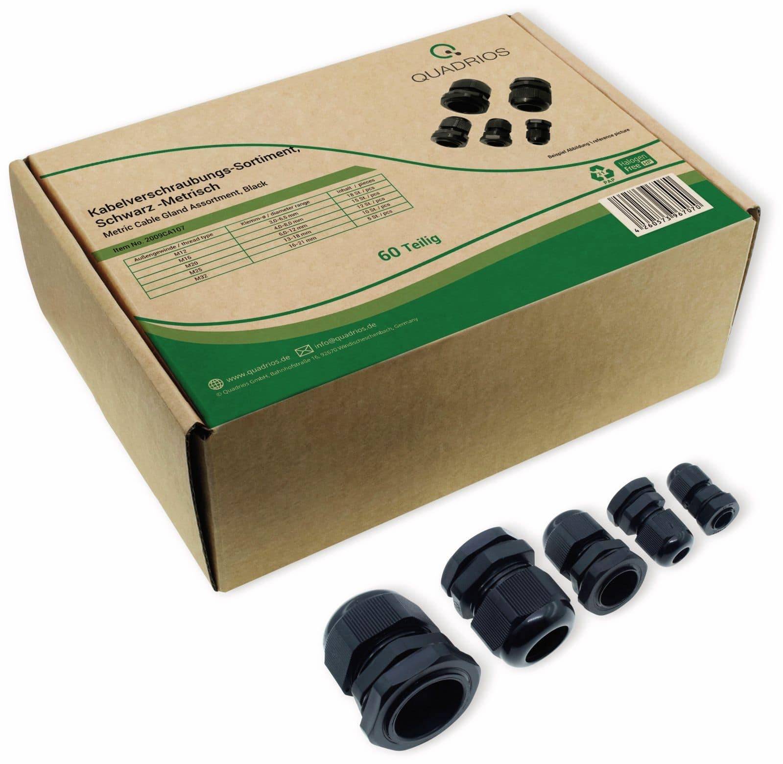 2009CA107 Kabelverschraubung Sortiment PA66 Schwarz RAL 9005 1 Set