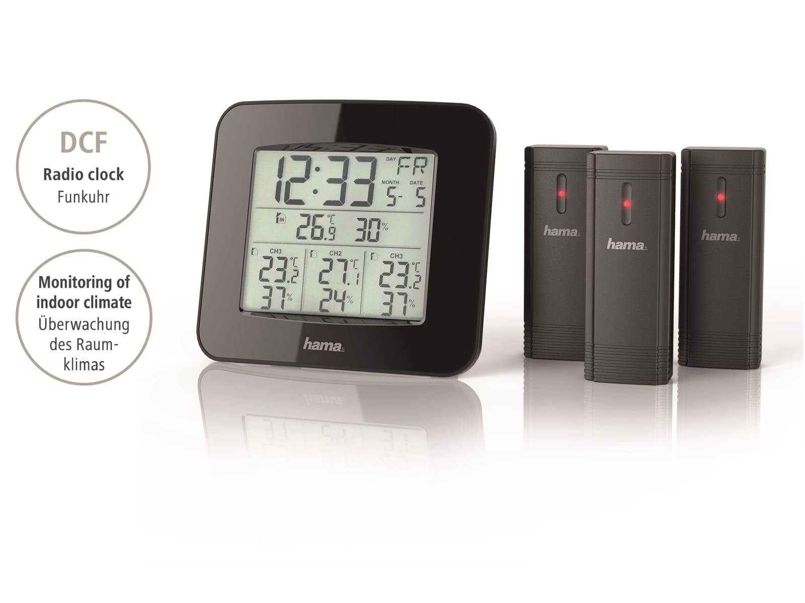 HAMA Funk-Wetterstation EWS Trio, schwarz