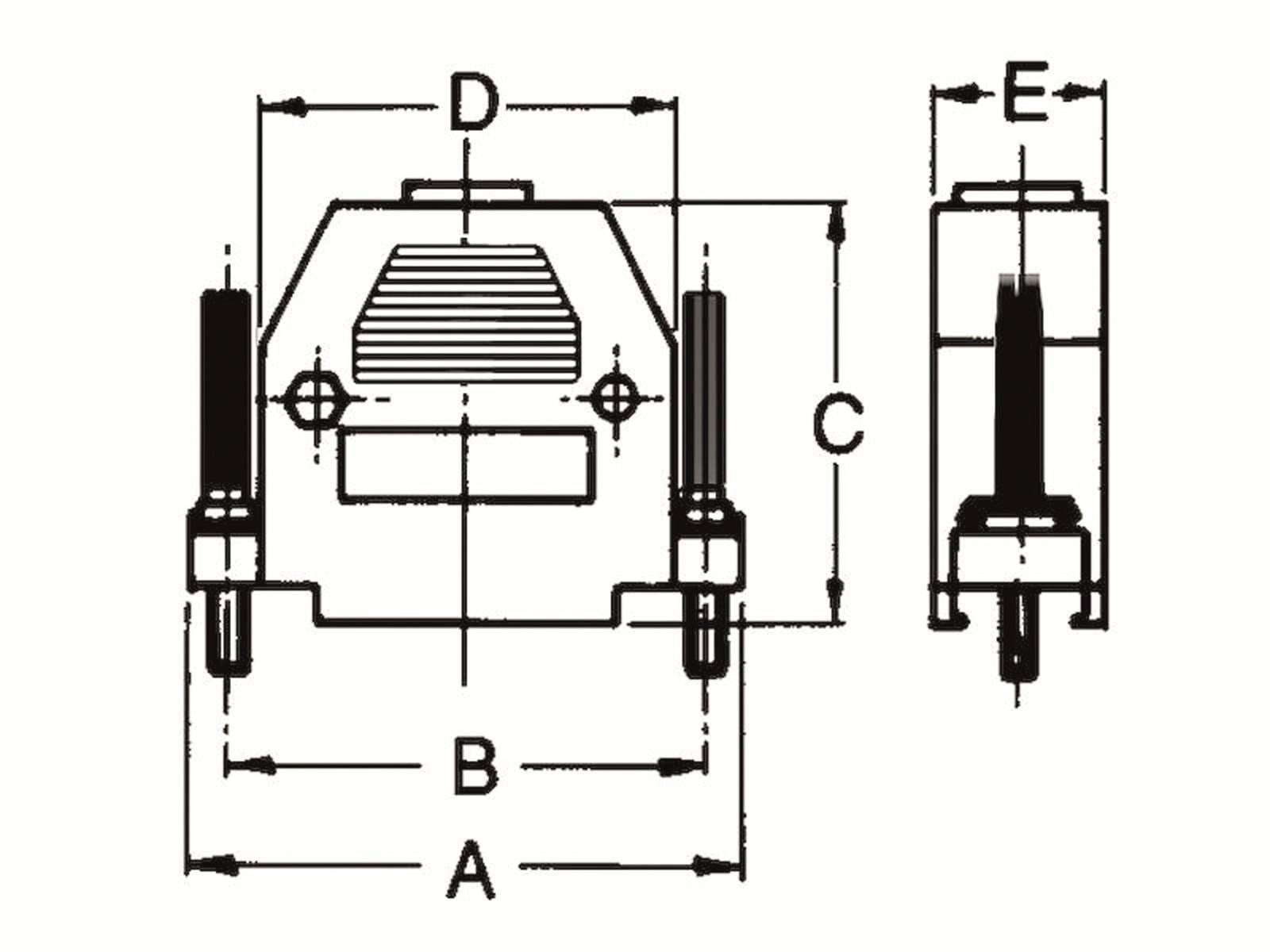 econ connect Posthaube für D-Sub Steckverbinder 15 polig mit langen Rändelschrauben metallisiert