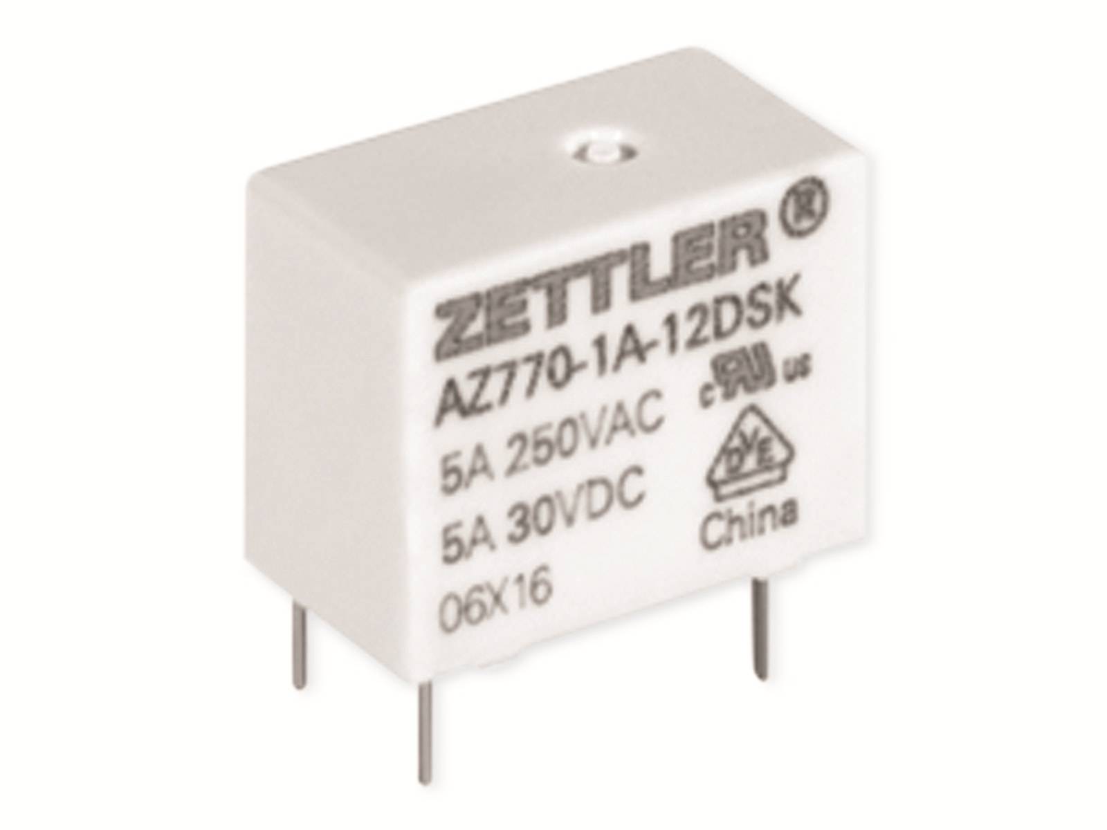ZETTLER Printrelais, AZ770-1C-24DE, 24V, 1 Wechsler, 30V/DC, THT