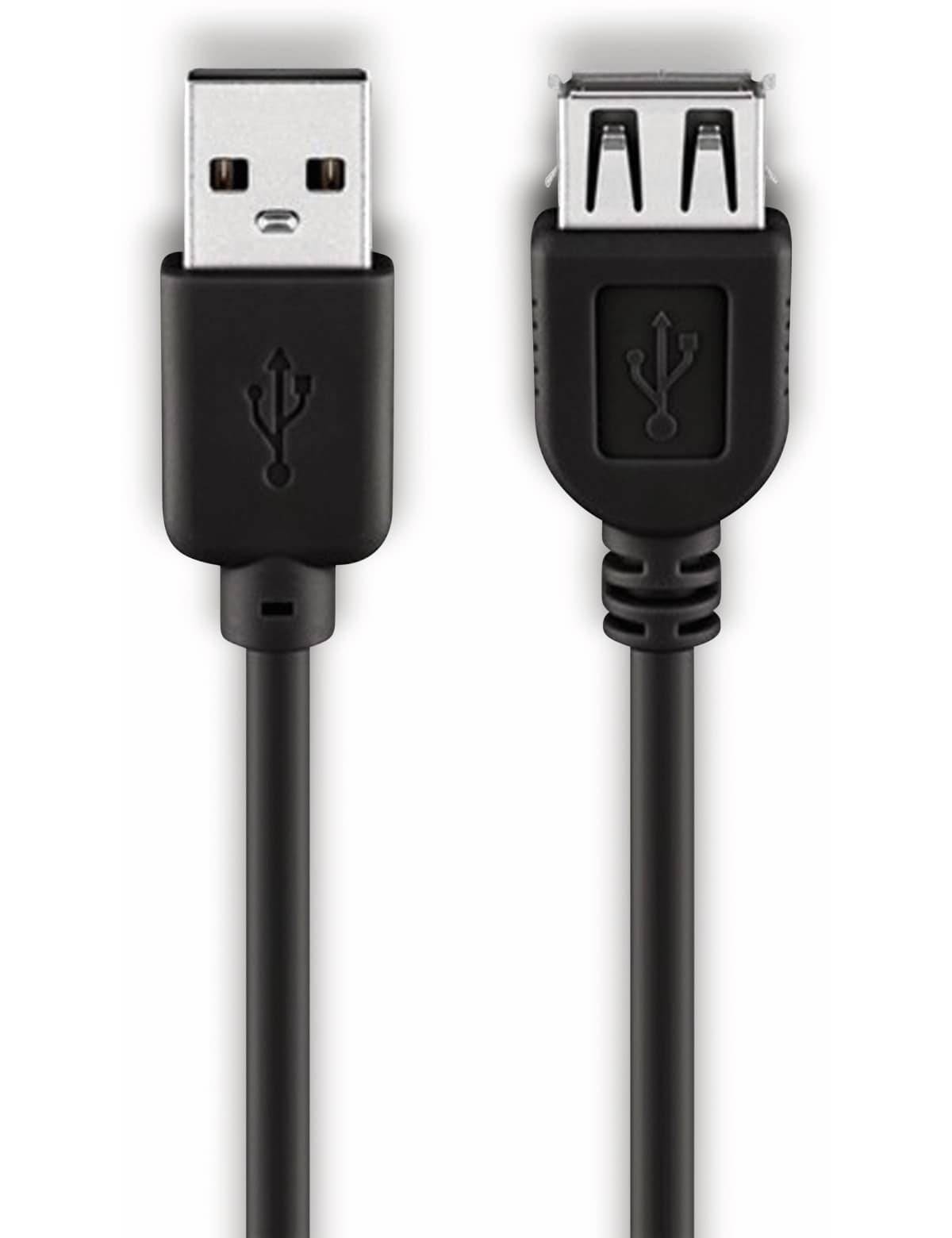 Goobay 68905 USB Verlängerung / USB 2.0 Typ A Anschlüsse Verlängerungskabel / 480 Mbits USB Kabel / Schwarz / 5m
