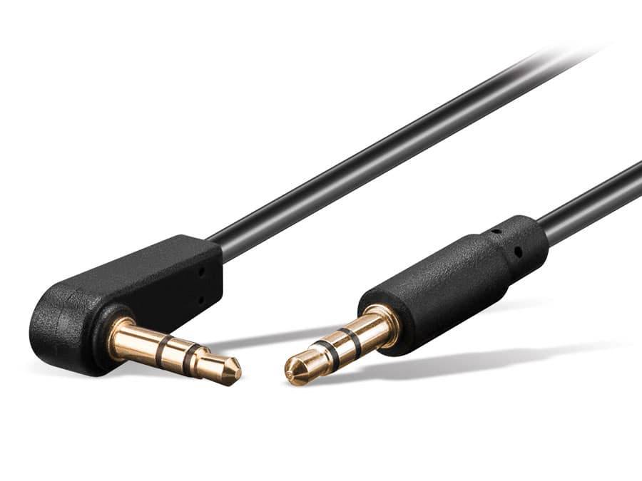 Klinken Audiokabel Stereo 1x 3,5mm Klinkenstecker  1x 3,5mm Klinkenstecker 90° gewinkelt schwarz - Länge: 1,00 m