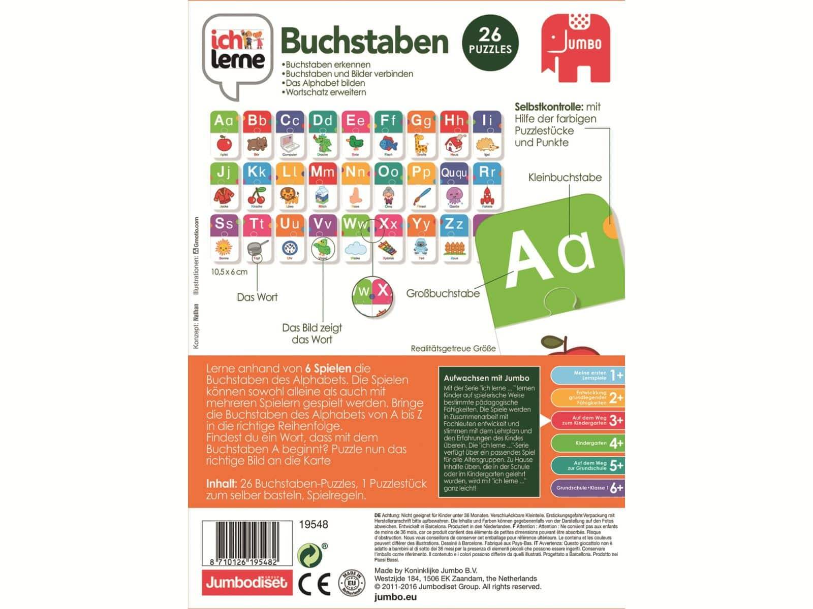 Jumbo Spiele Ich lerne Buchstaben - Junge/Mädchen - 3 Jahr(e) - Karton - Mehrfar