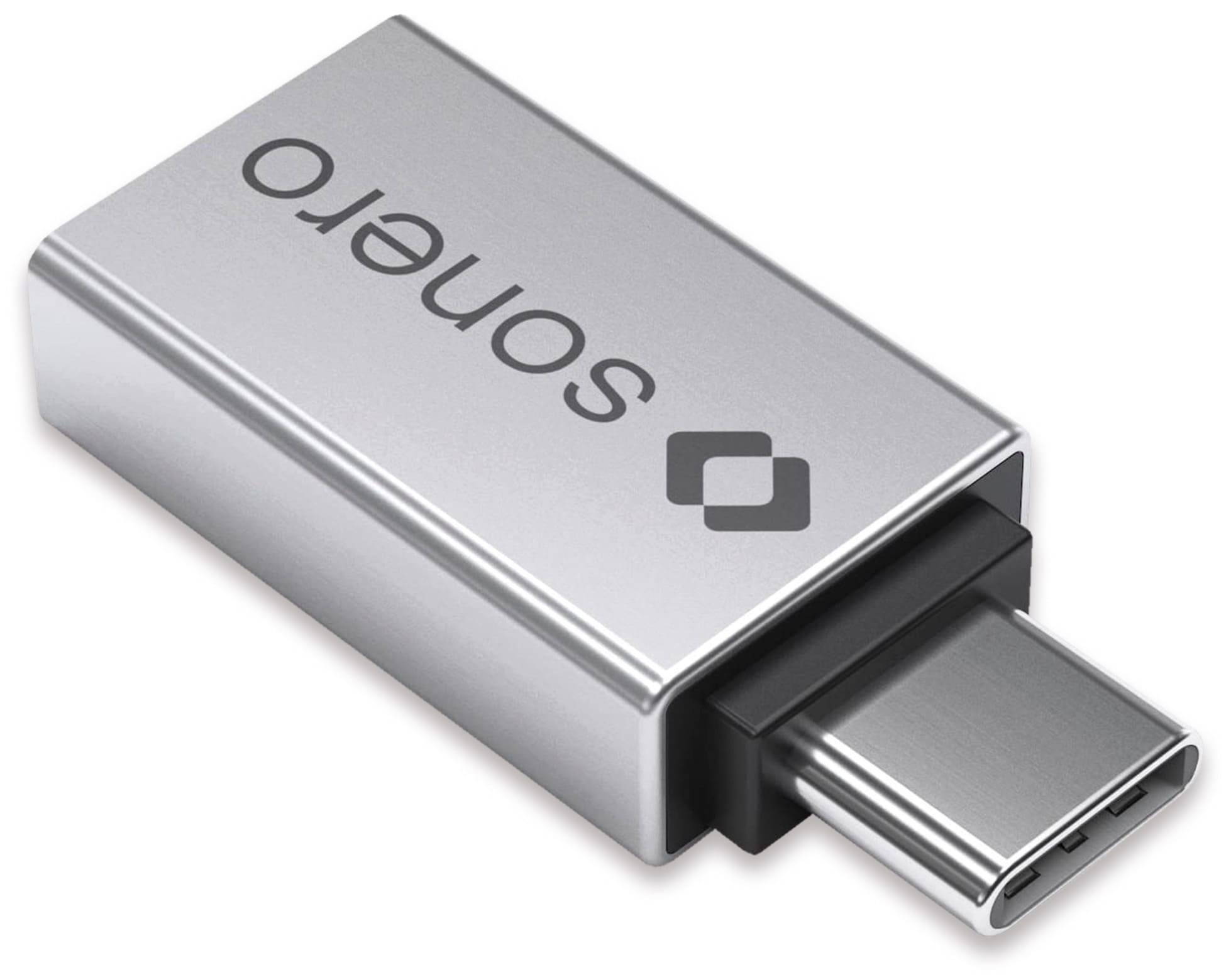 USB-C-Stecker auf USB-A-Buchse, mit OTG-Funktion - alu/silber