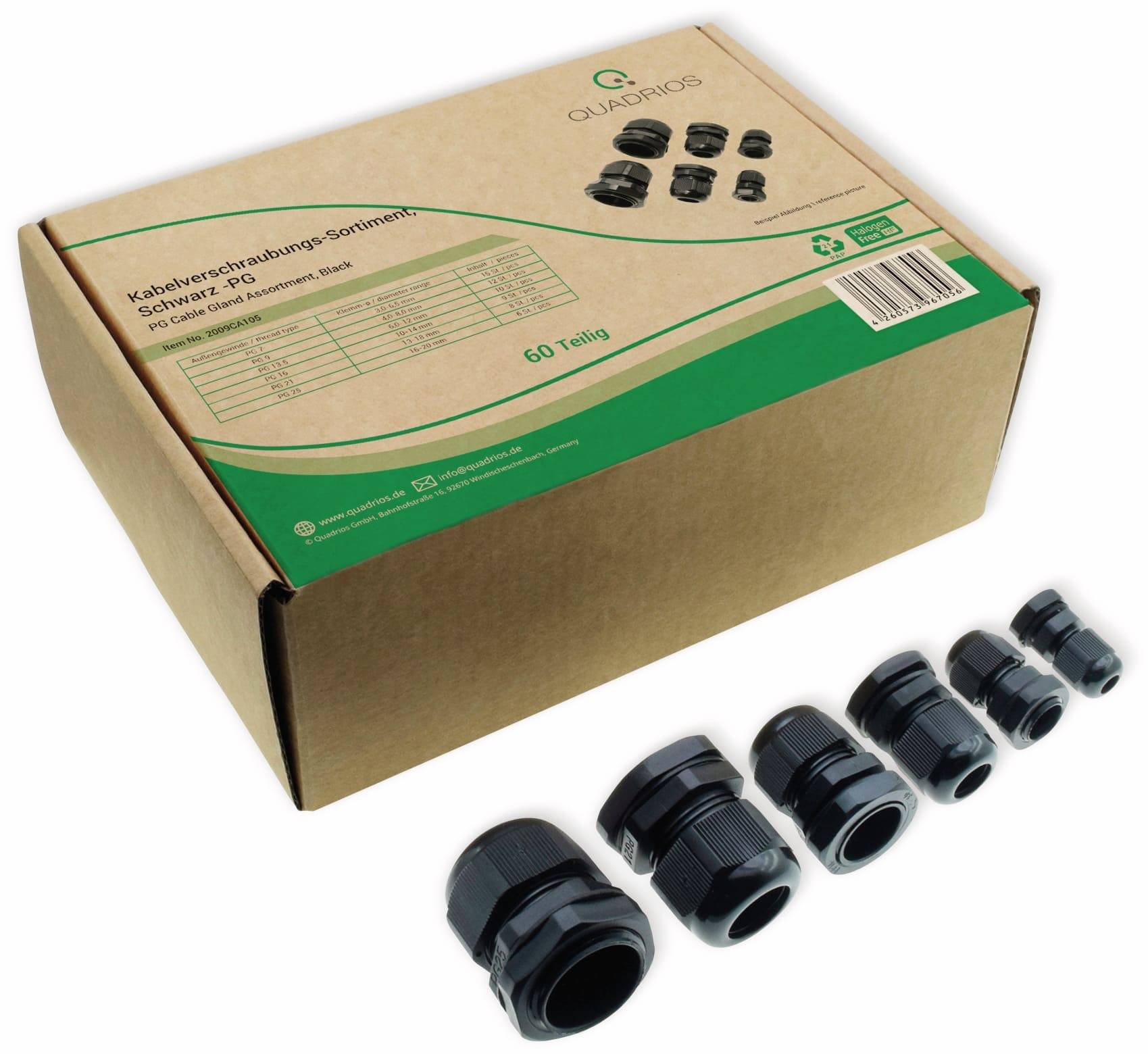 2009CA105 Kabelverschraubung Sortiment PA66 Schwarz (RAL 9005) 1 Set