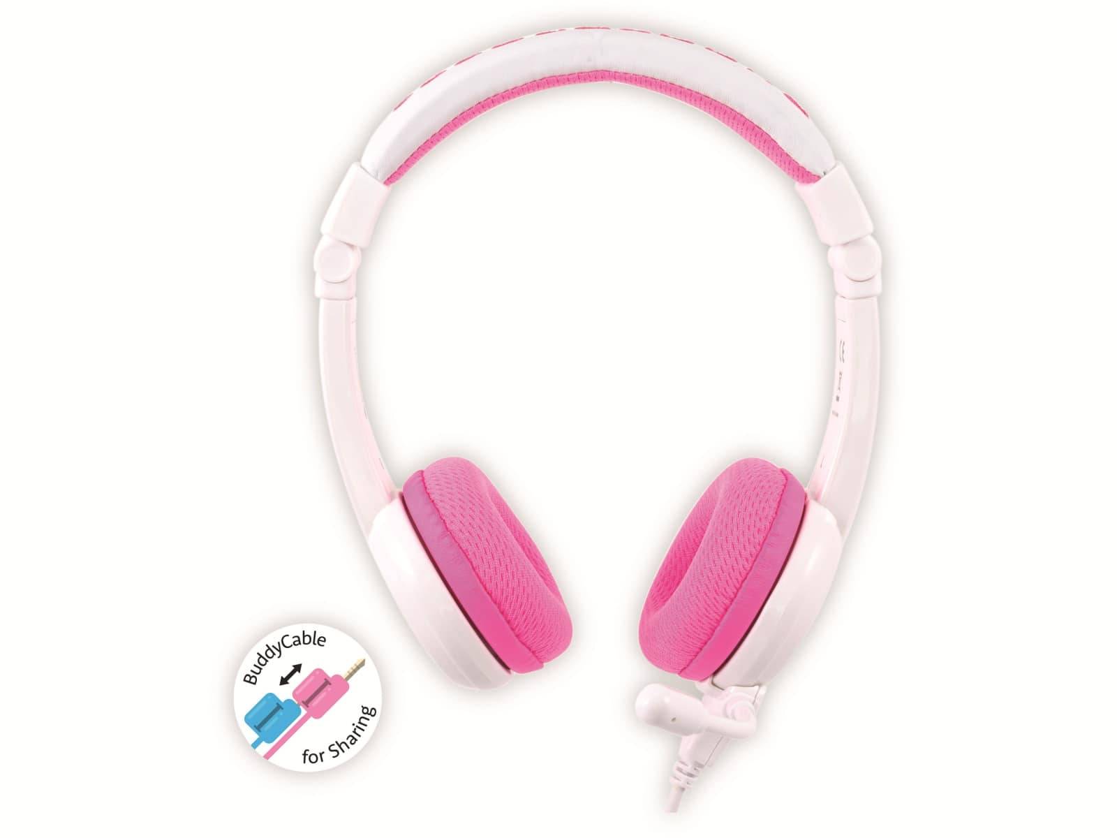 onanoff BuddyPhones® Kinder On Ear Headset kabelgebunden Pink Lautstärkebegrenzung, Faltbar, Headset, Schweißresistent