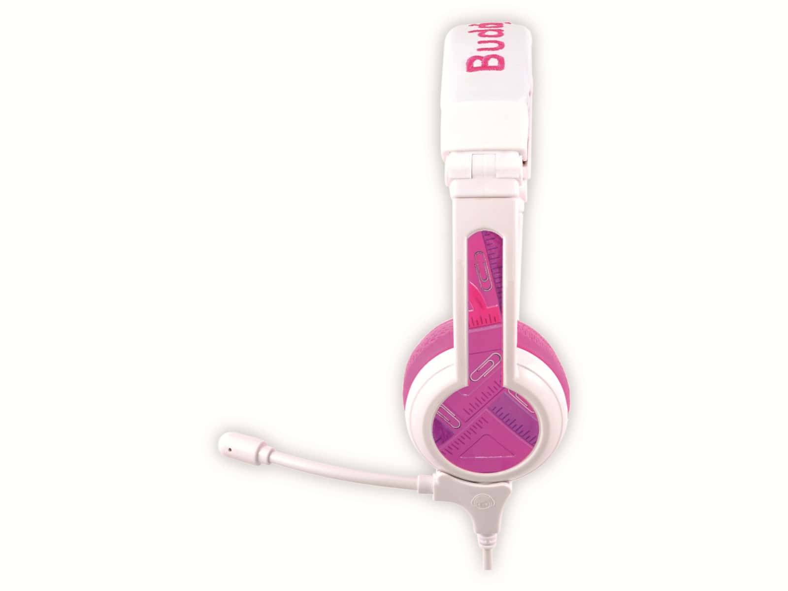 onanoff BuddyPhones® Kinder On Ear Headset kabelgebunden Pink Lautstärkebegrenzung, Faltbar, Headset, Schweißresistent