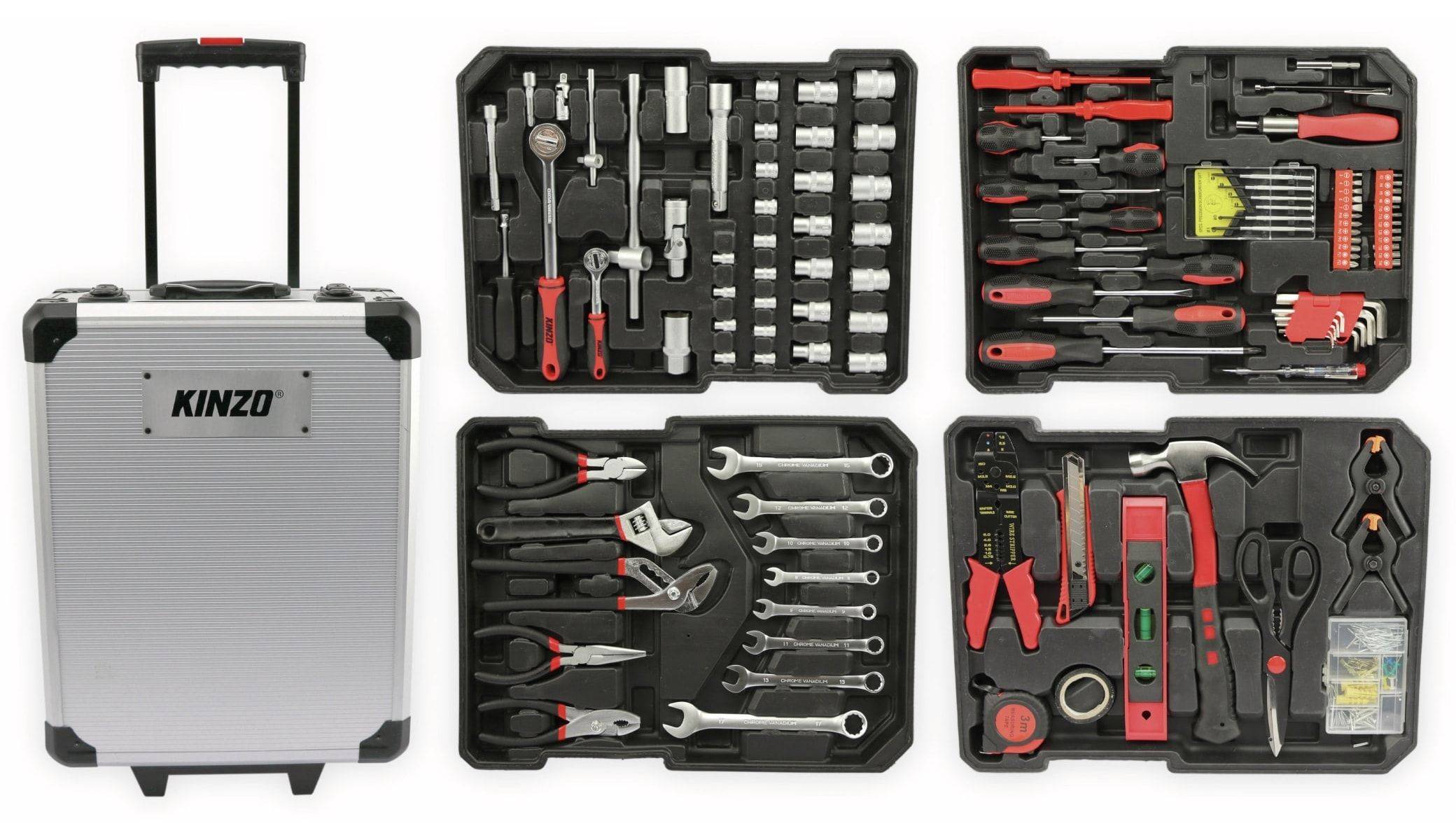 KINZO Werkzeug-Satz 16672, 187-teilig, im Alu-Rollkoffer