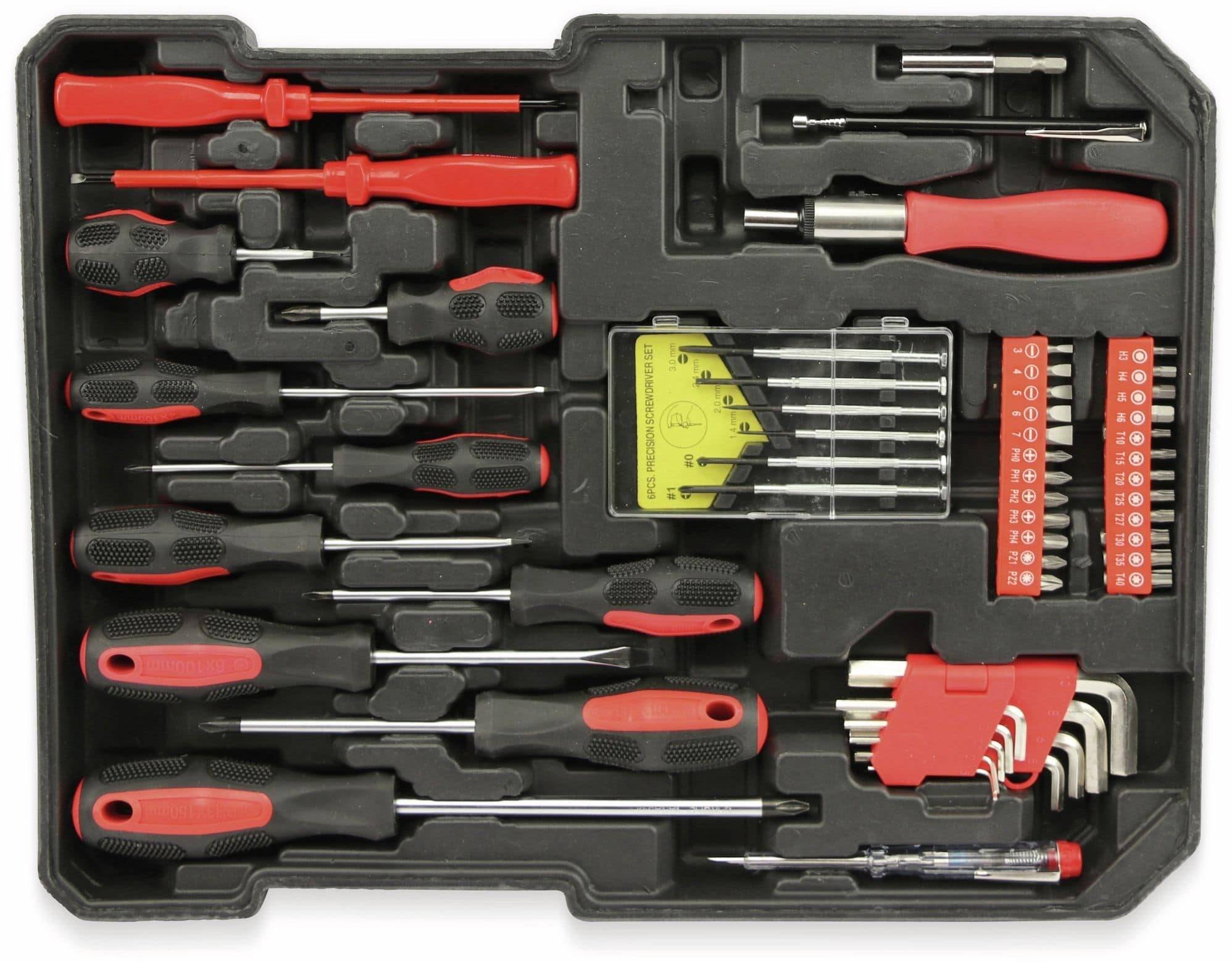 KINZO Werkzeug-Satz 16672, 187-teilig, im Alu-Rollkoffer