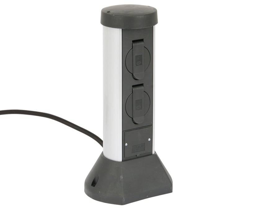 REV 0068200028 Gartensteckdose 2fach Silber/Anthrazit