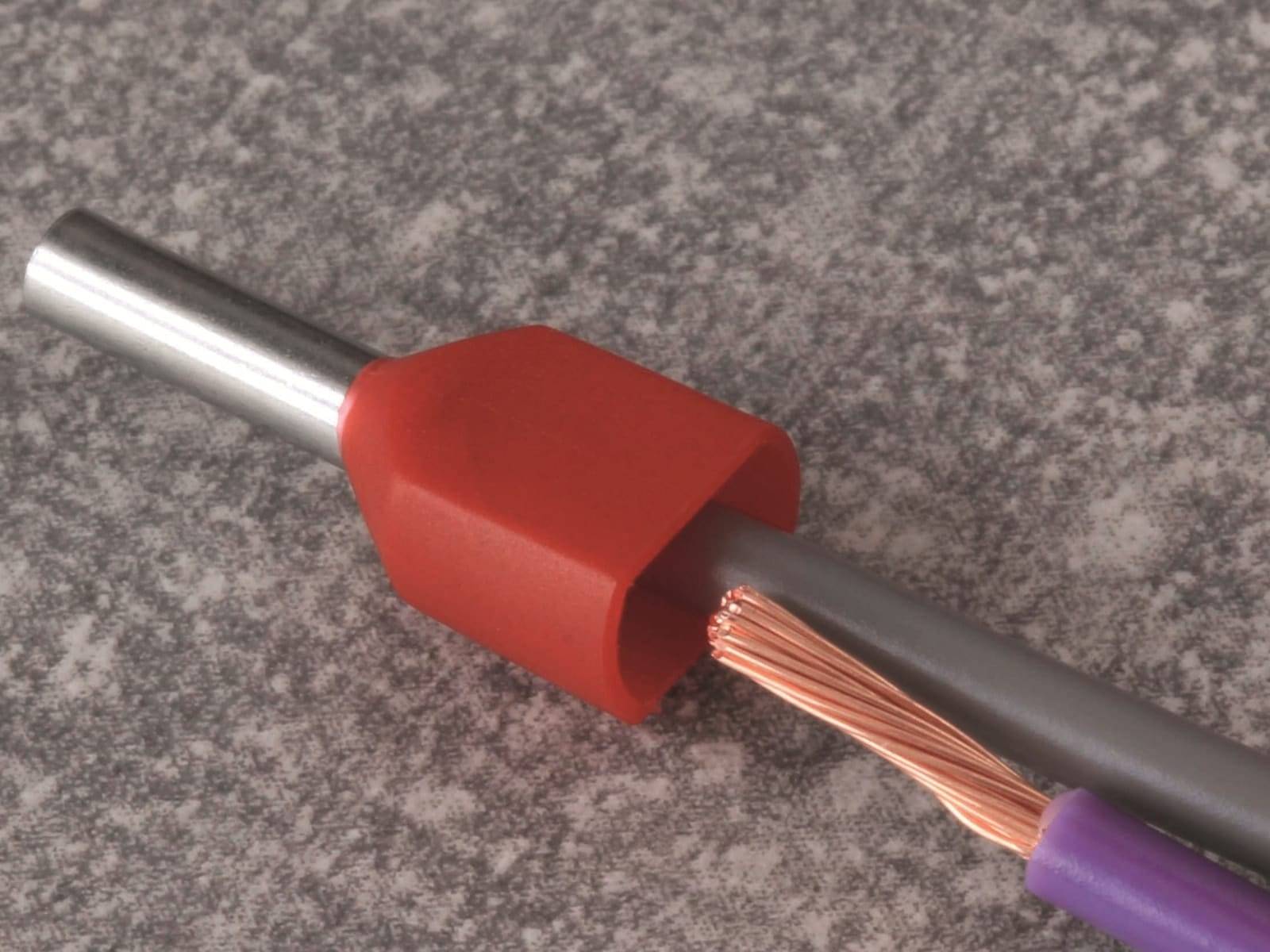 QUADRIOS Zwillings-Aderendhülse 22C435, 1 mm², Rot, Teilisoliert, 100 Stück