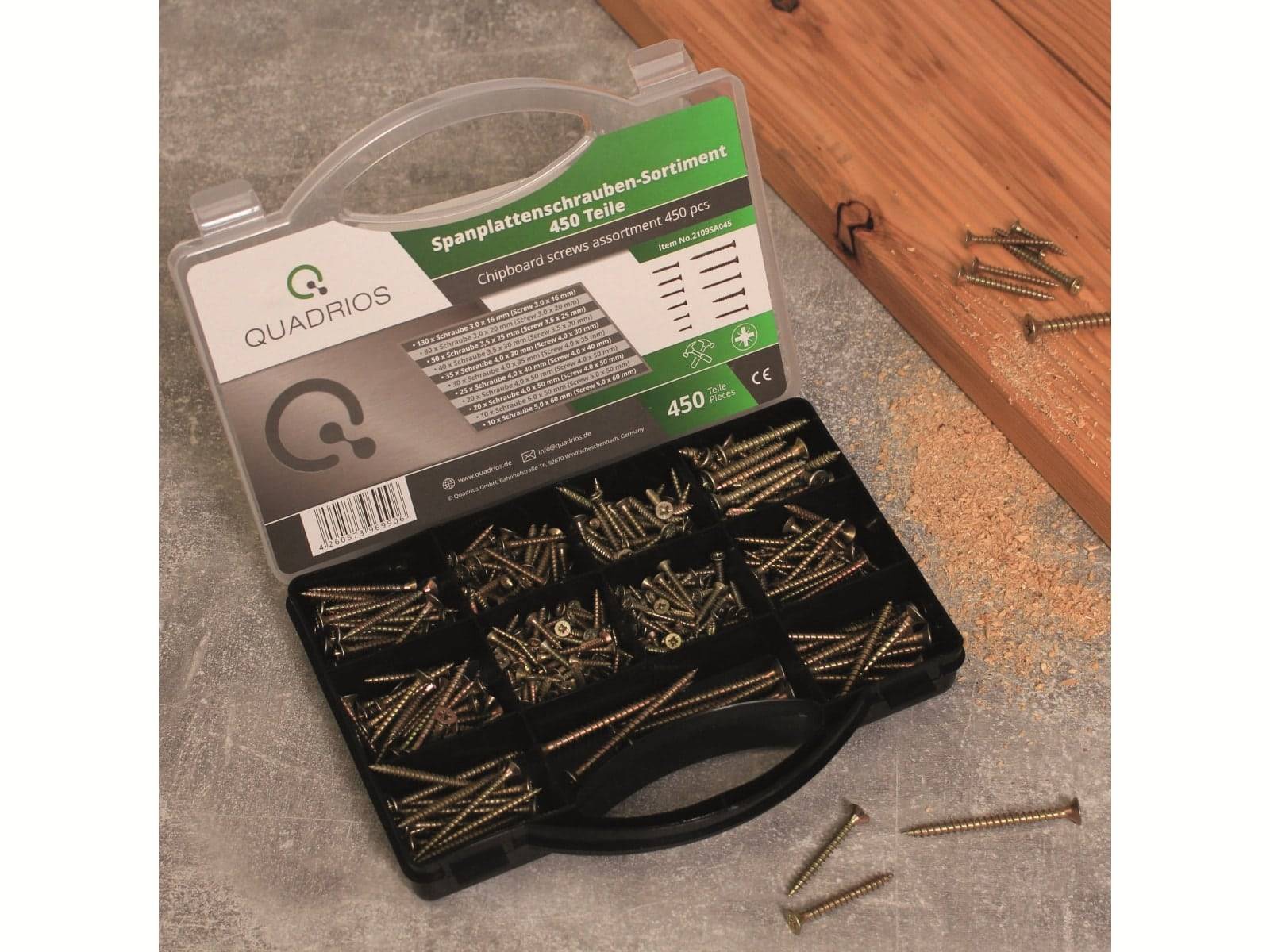QUADRIOS Schrauben-Set, 2109SA045, für Spannplatten, Stahl, 450 Stück