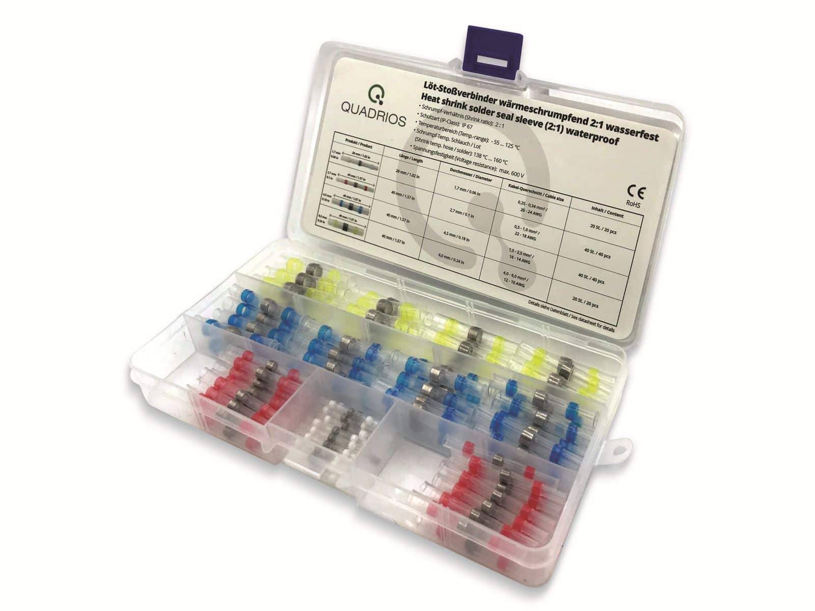 QUADRIOS, 2011C396, Löt-Stoßverbinder-Sortiment 120 Teile mit Lötzinn Transparent mit Innenkleber