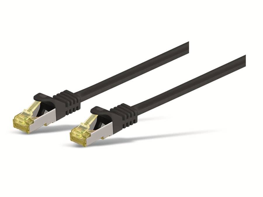 Goobay 91599 RJ45 Patchkabel CAT 6A S/FTP (PiMF) mit CAT 7 Rohkabel Netzwerkkabel 500 MHz Internetkabel LAN Schwarz 1,5m