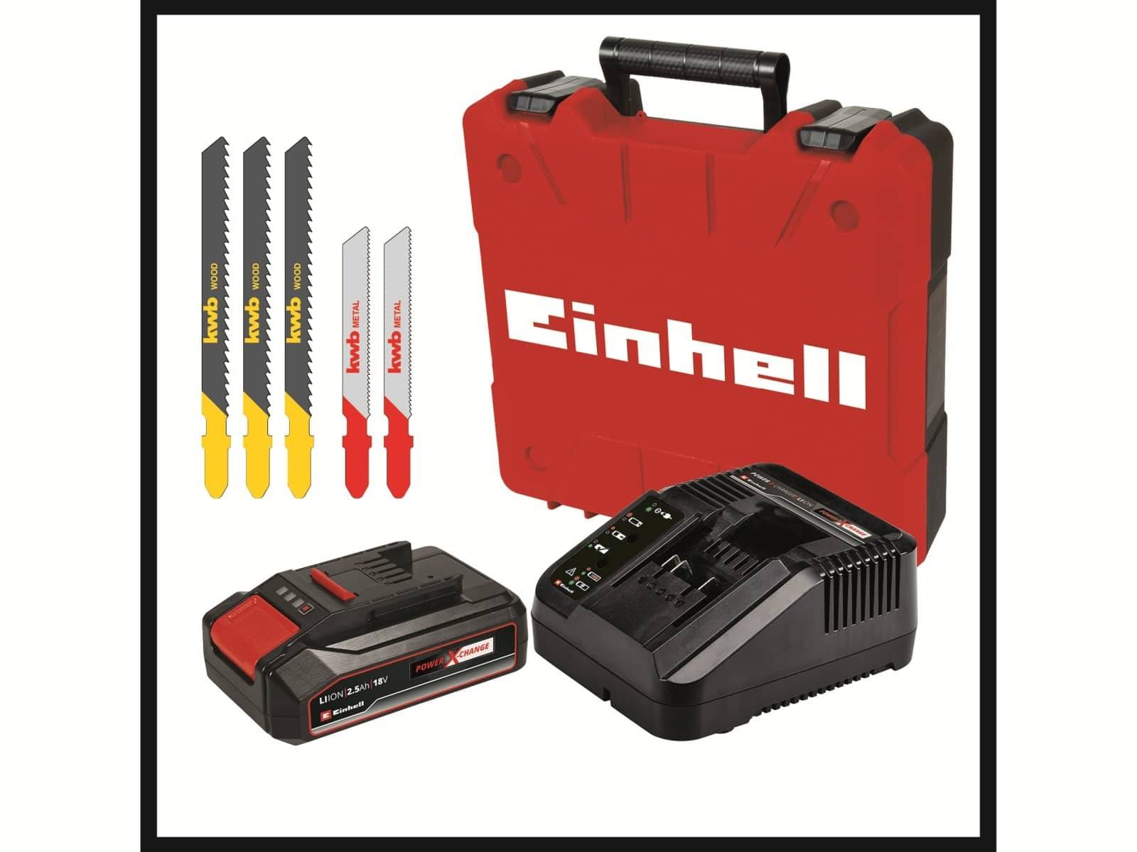 Einhell TC-JS 18 Li (1x2,5 Ah) Akku-Stichsäge 4321228 inkl. Koffer, inkl. Ladegerät, inkl. Akku 18 V 2.5 Ah