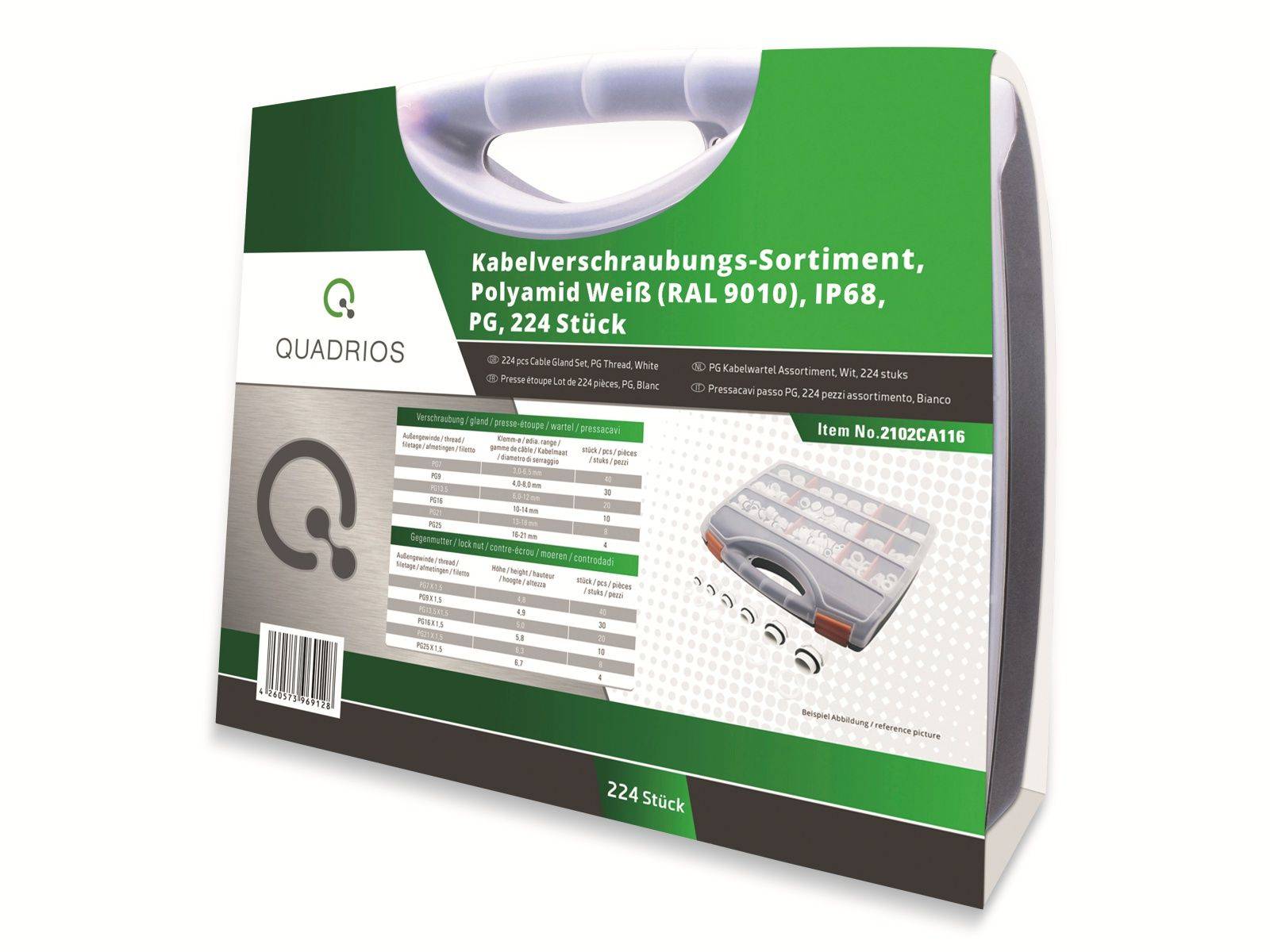 2102CA116 Kabelverschraubung Sortiment PA66 Weiß 224 St.