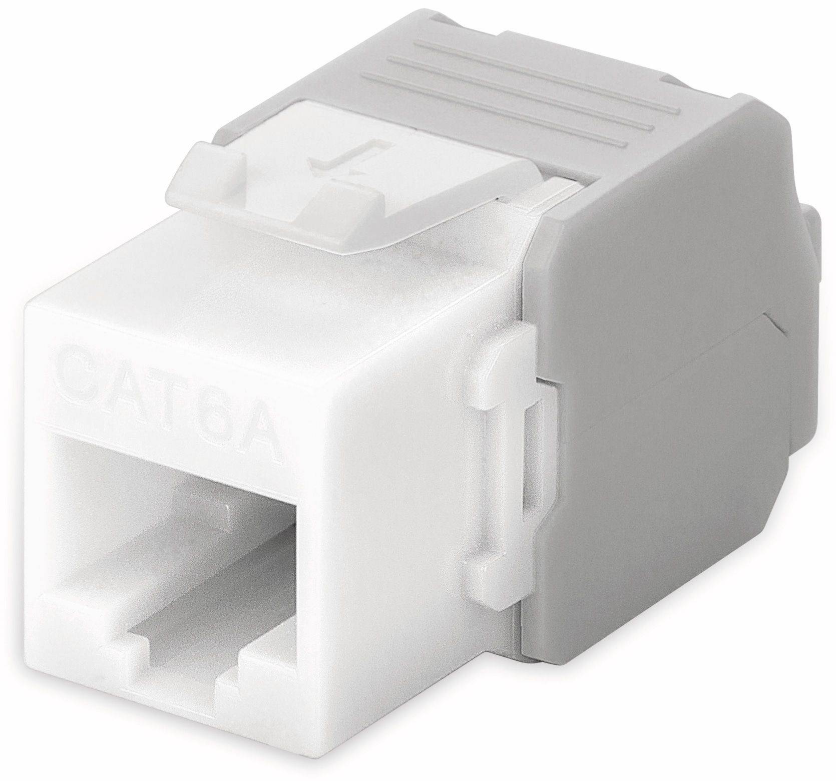 Goobay 90867 Keystone Modul RJ45 Buchse / CAT 6A Netzwerkstecker 500 MHz / UTP Ethernet Buchse 8P8C / LSA Montage / Weiß