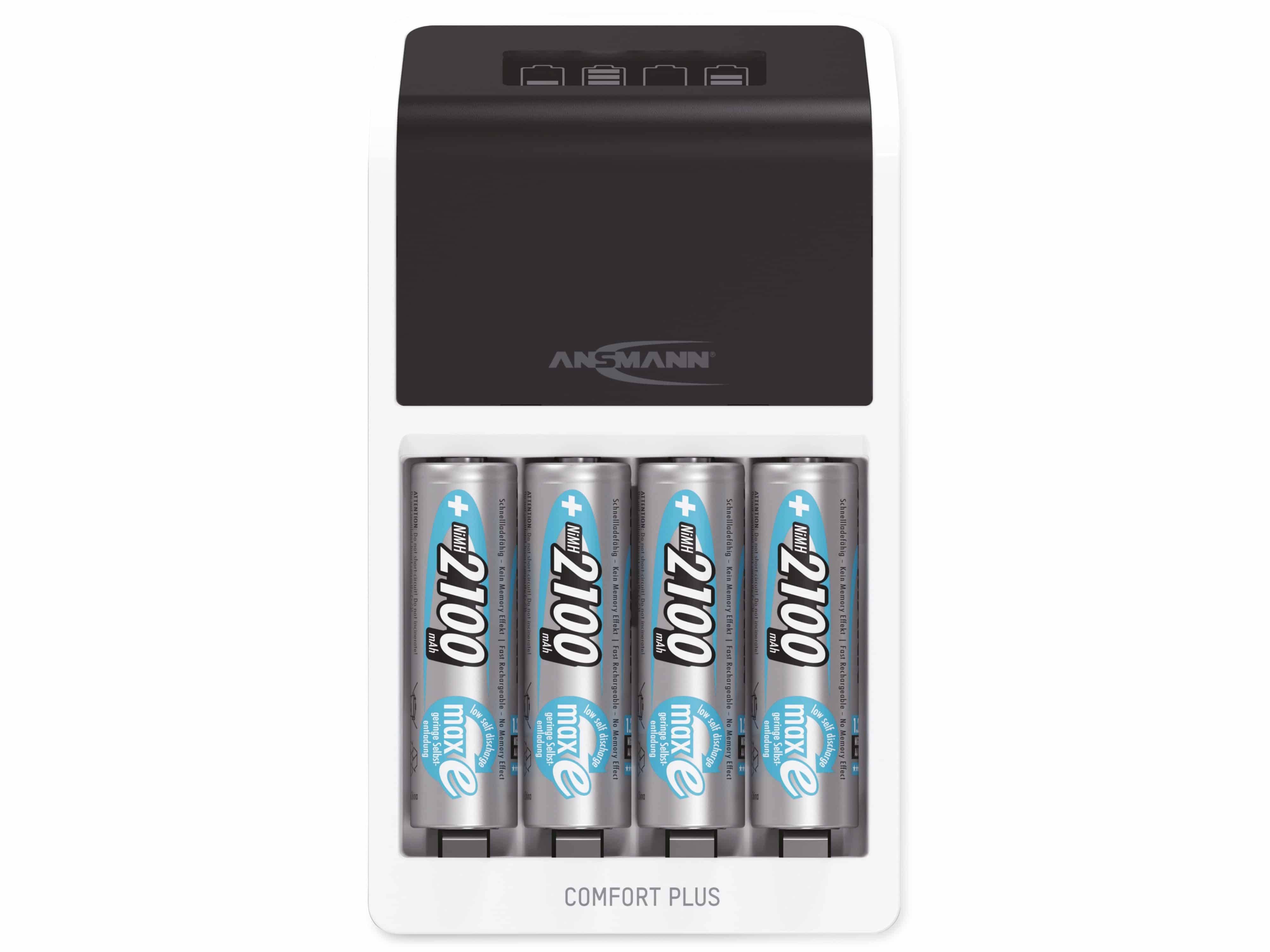 ANSMANN Akku-Ladegerät Comfort Plus + 4× AA 2100mAh