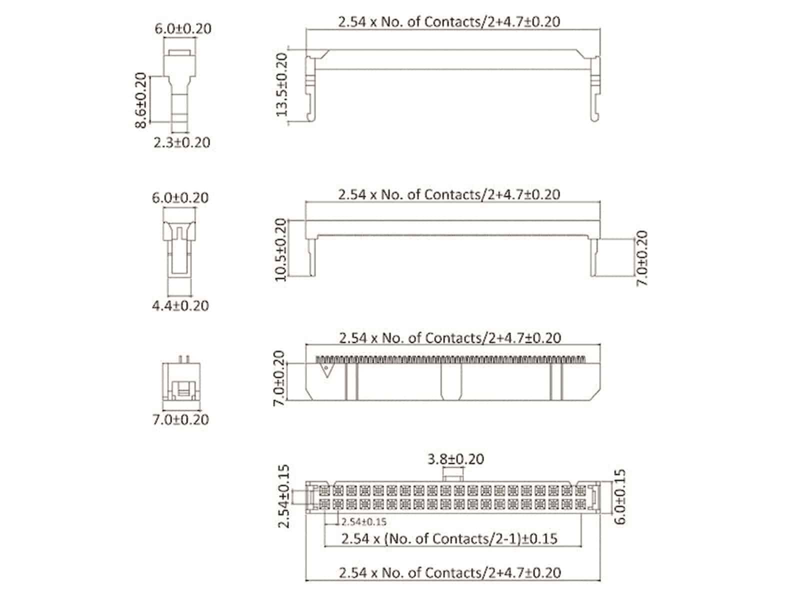 econ connect DIN 41651 Pfostenverbinder 16 polig grau Rastermaß 2,54 mm