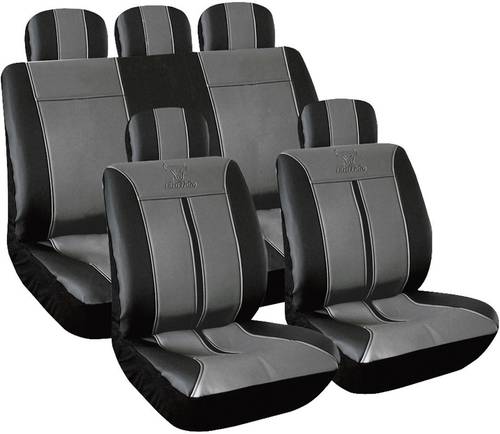 Eufab 28288 Buffalo Sitzbezug 11teilig Kunstleder Schwarz, Grau Rücksitz, Fahrersitz, Beifahrersitz