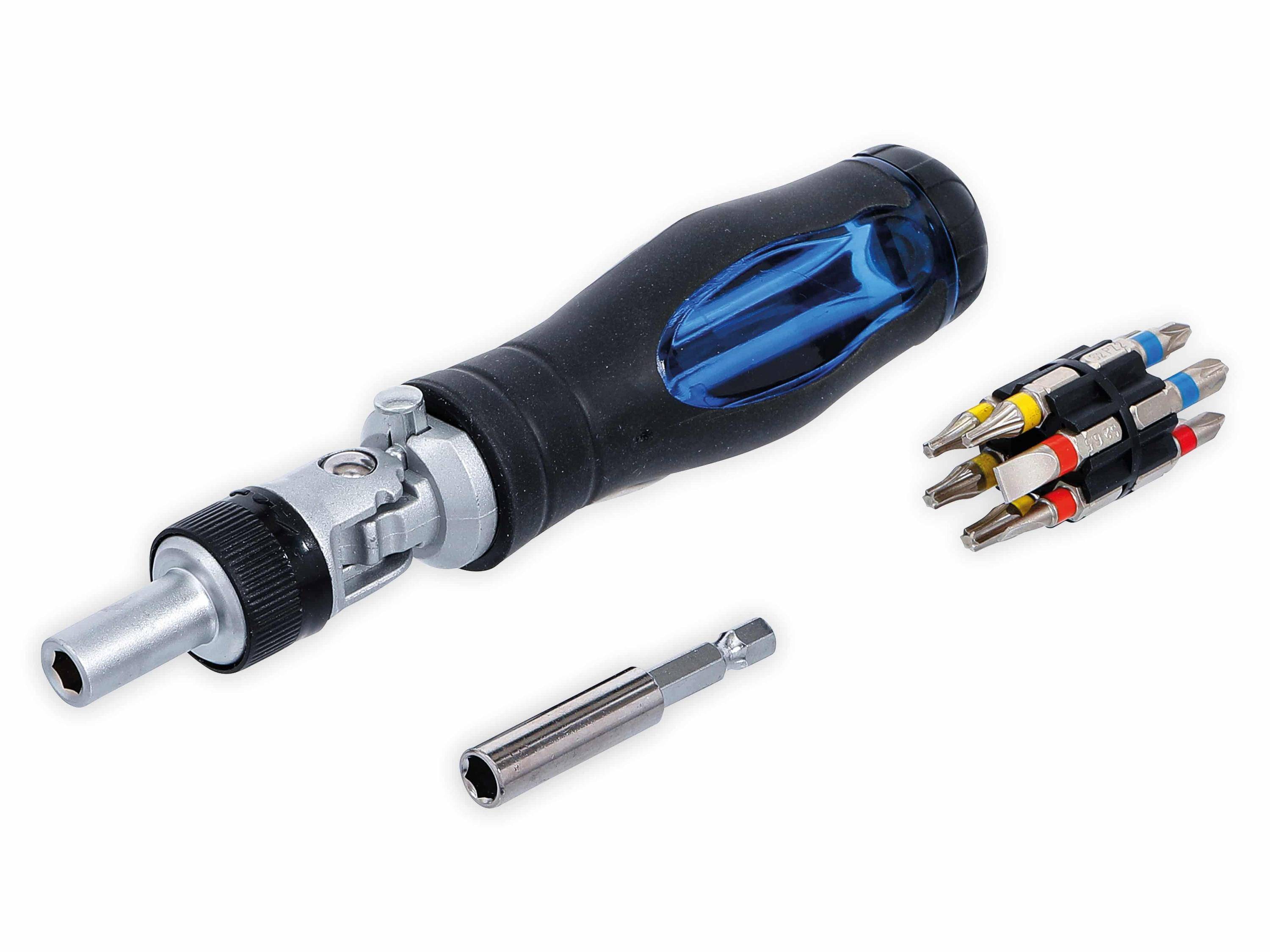 BGS 70053 Gelenk-Schraubendreher-Bit-Satz 14-tlg. mit Ratschen-Drehgriff, umschaltbar