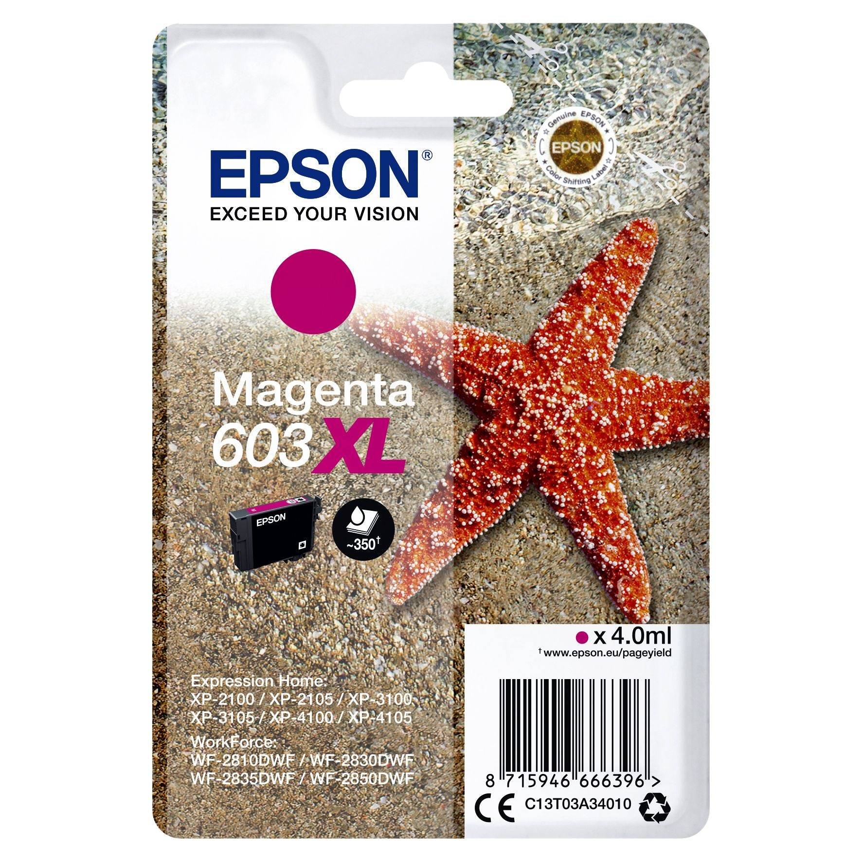 Epson Druckerpatrone T03A34, 603XL Original Magenta C13T03A34010