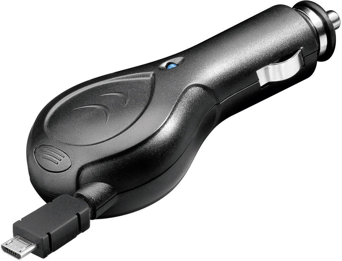 Goobay Kfz-Ladekabel mit Kabelrolle Micro-USB Belastbarkeit Strom max.=500 mA Passend für (Details) Zigarettenanzünder, Micro-USB Adapter 12 V zu
