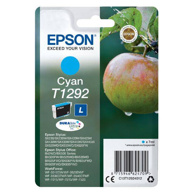 Epson Druckerpatrone T1292 Original Cyan C13T12924012