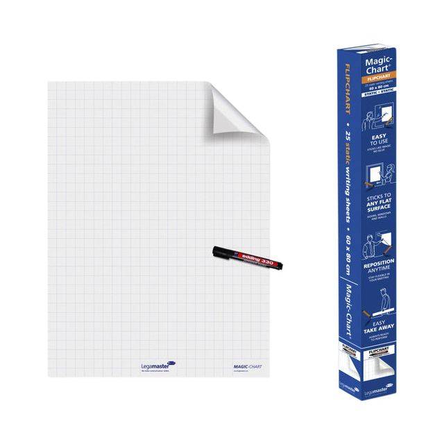 Magic-Chart Legamaster Whiteboard 60x80cm Fenster | Rollen Sie ein 25 Blatt
