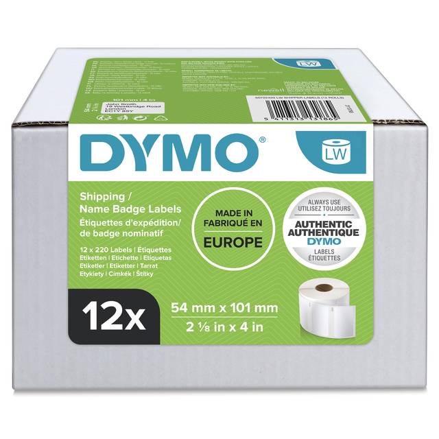 DYMO Shipping / Name Badge Labels - Klebstoff - weiß - 54 x 101 mm 2640 Etikett(en) (12 Rolle(n) x 220) Versand-/Namenss