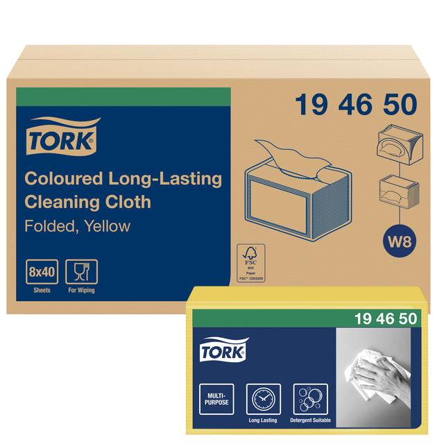 Tork Reinigungstuch W8 1-lagig, 38 x 30 cm gelb 1 Karton = 320 Tücher