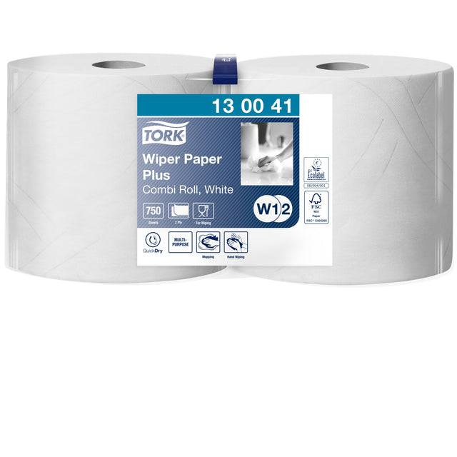 Putztuch TORK 130041 L.ca.340 mxB.ca.235mm weiß 2 Rl./VE