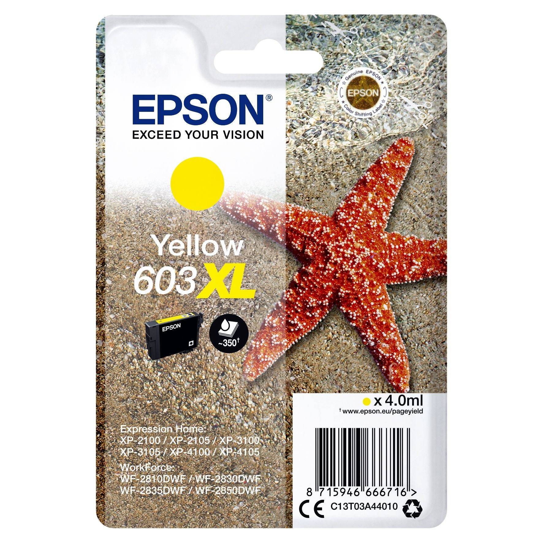Epson Druckerpatrone T03A44, 603XL Original Gelb C13T03A44010
