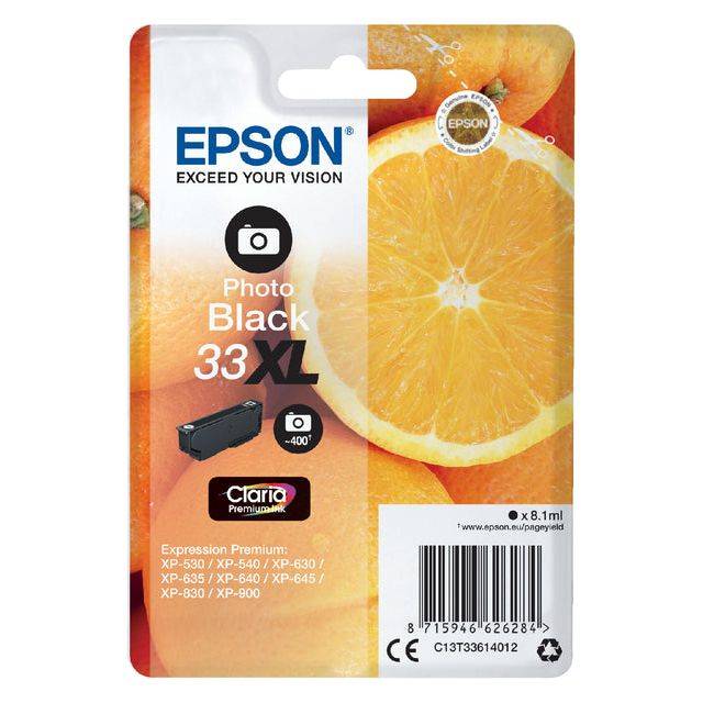 Epson Druckerpatrone T3361, 33XL Original Foto Schwarz C13T33614012