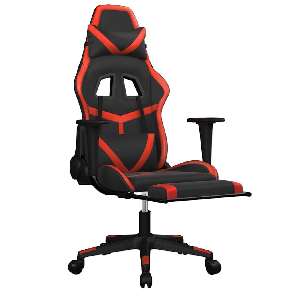 vidaXL Gaming-Stuhl mit Massage & Fußstütze Schwarz & Rot Kunstleder