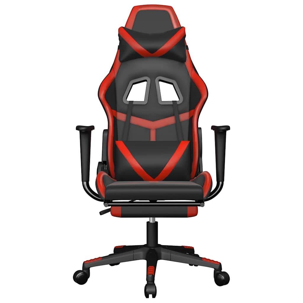 vidaXL Gaming-Stuhl mit Massage & Fußstütze Schwarz & Rot Kunstleder