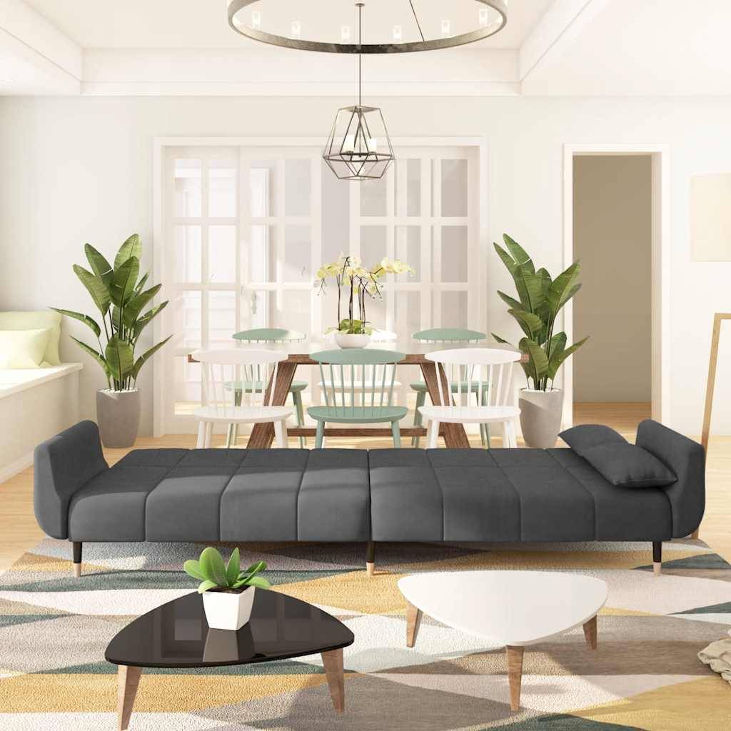 vidaXL Schlafsofa 2-Sitzer mit 2 Kissen Dunkelgrau Samt