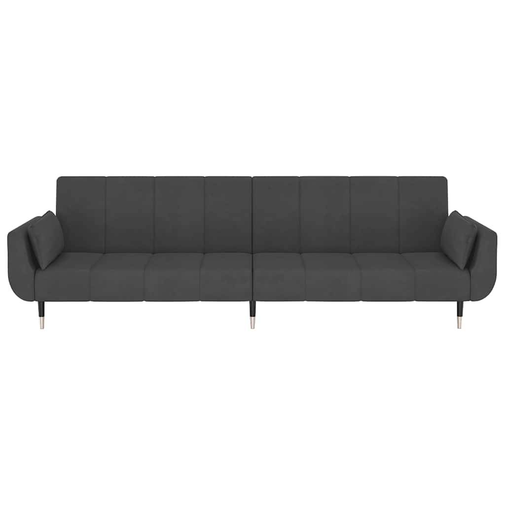 vidaXL Schlafsofa 2-Sitzer mit 2 Kissen Dunkelgrau Samt