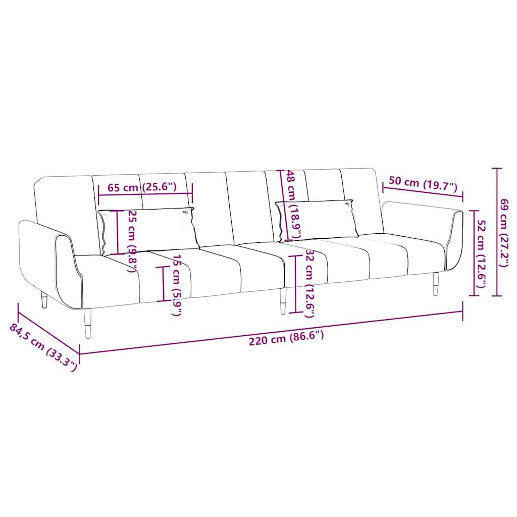 vidaXL Schlafsofa 2-Sitzer mit 2 Kissen Dunkelgrau Samt