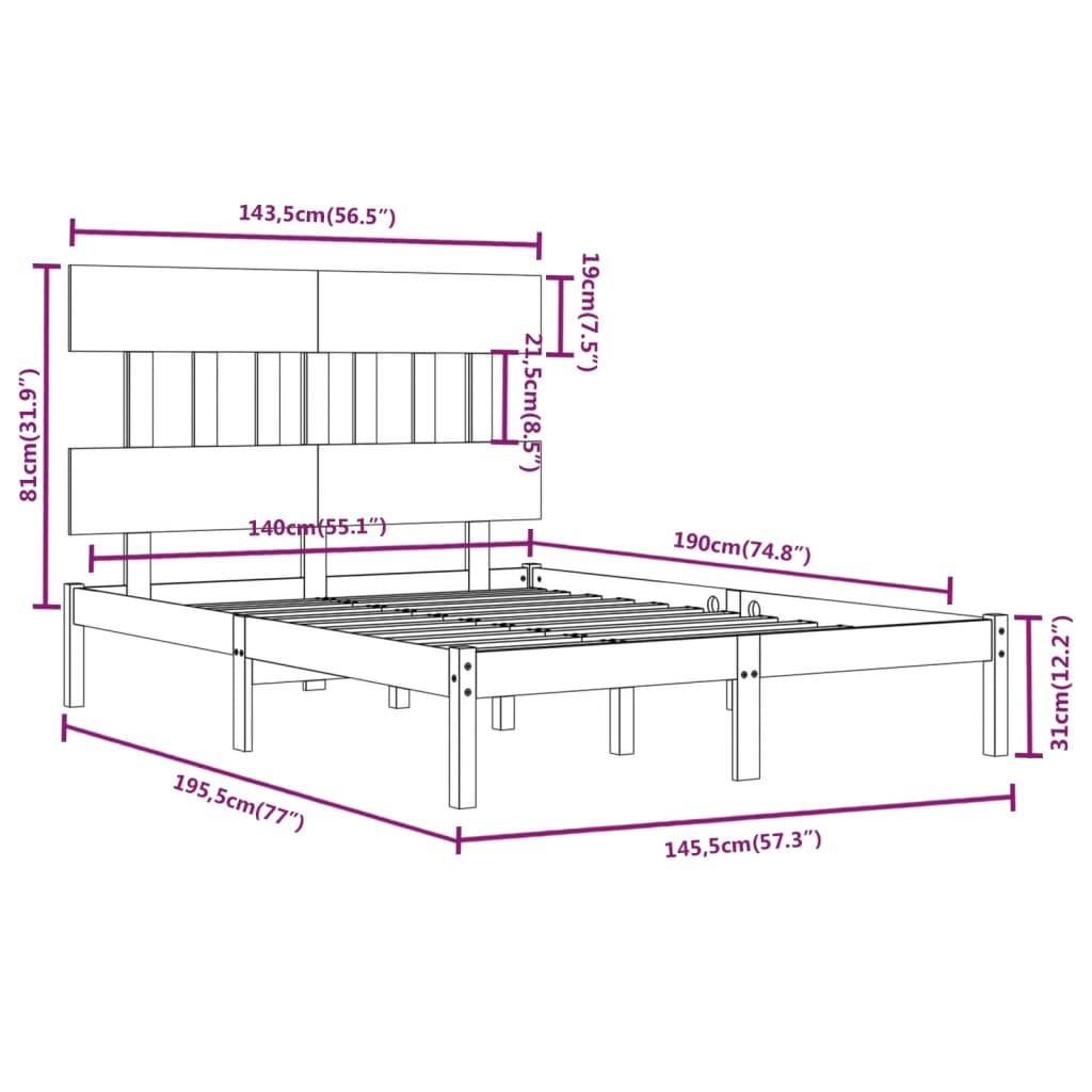 vidaXL Massivholzbett Weiß 140x190 cm