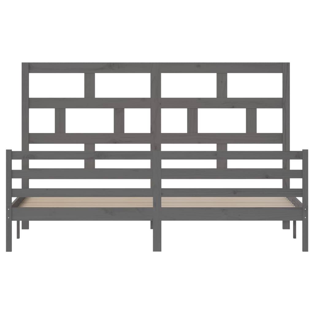 vidaXL Massivholzbett Grau Kiefer 200x200 cm