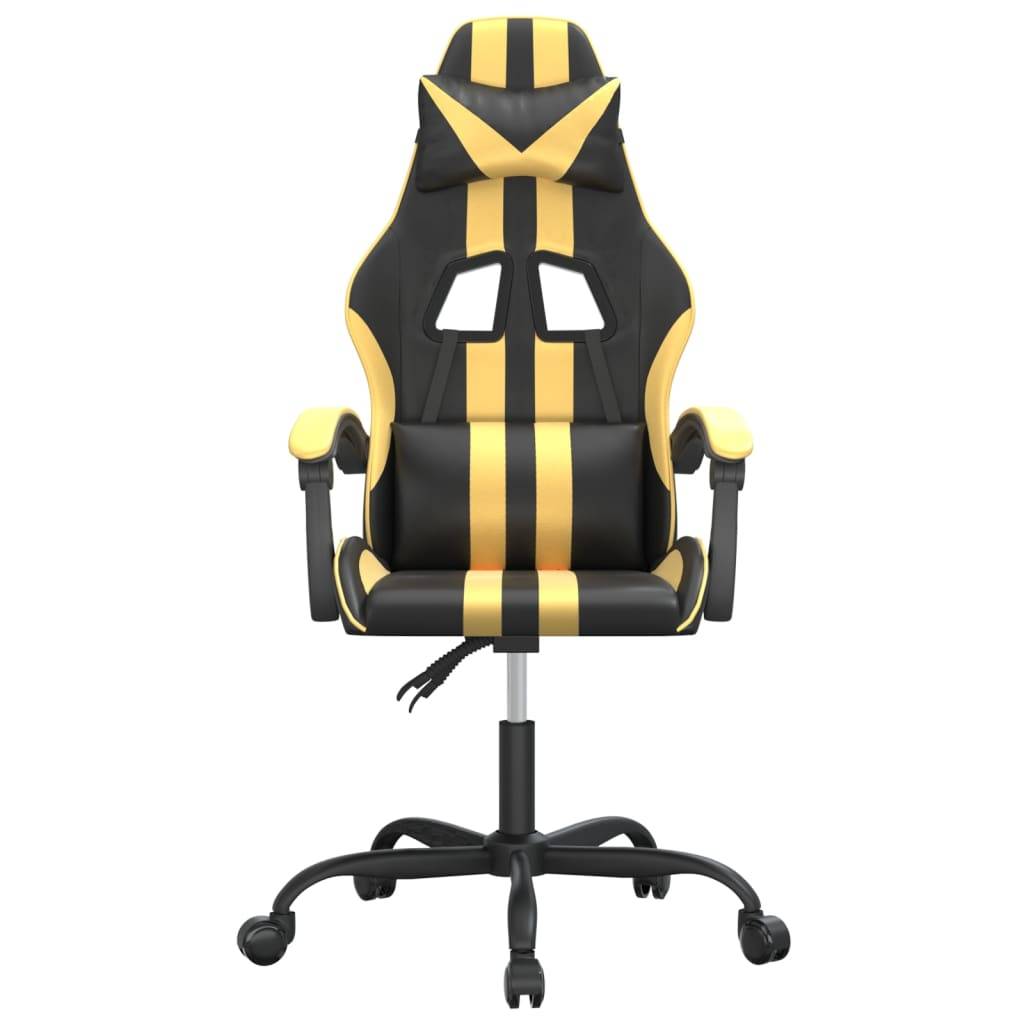 vidaXL Gaming-Stuhl Drehbar Schwarz und Golden Kunstleder