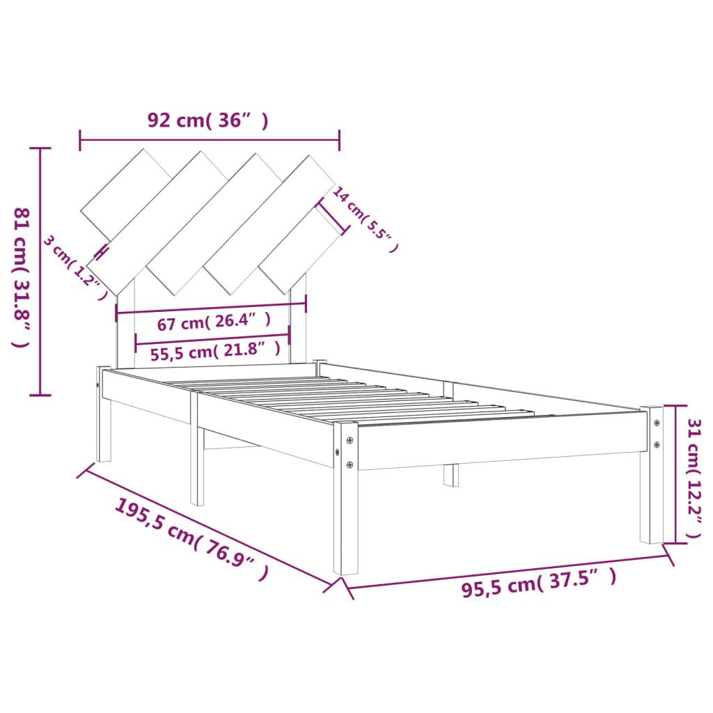 vidaXL Massivholzbett 90x190 cm